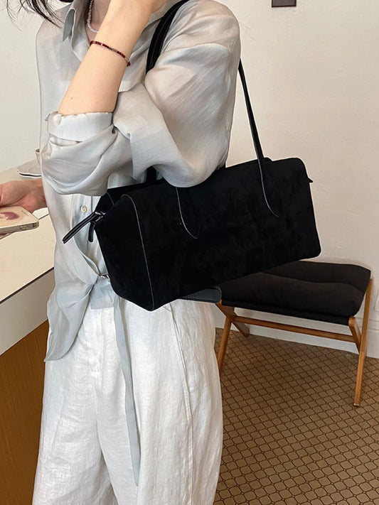 Suede Style Rectangular Shoulder Bag - Premium simple from Tooksie - Just $46.99! Shop now at Tooksie