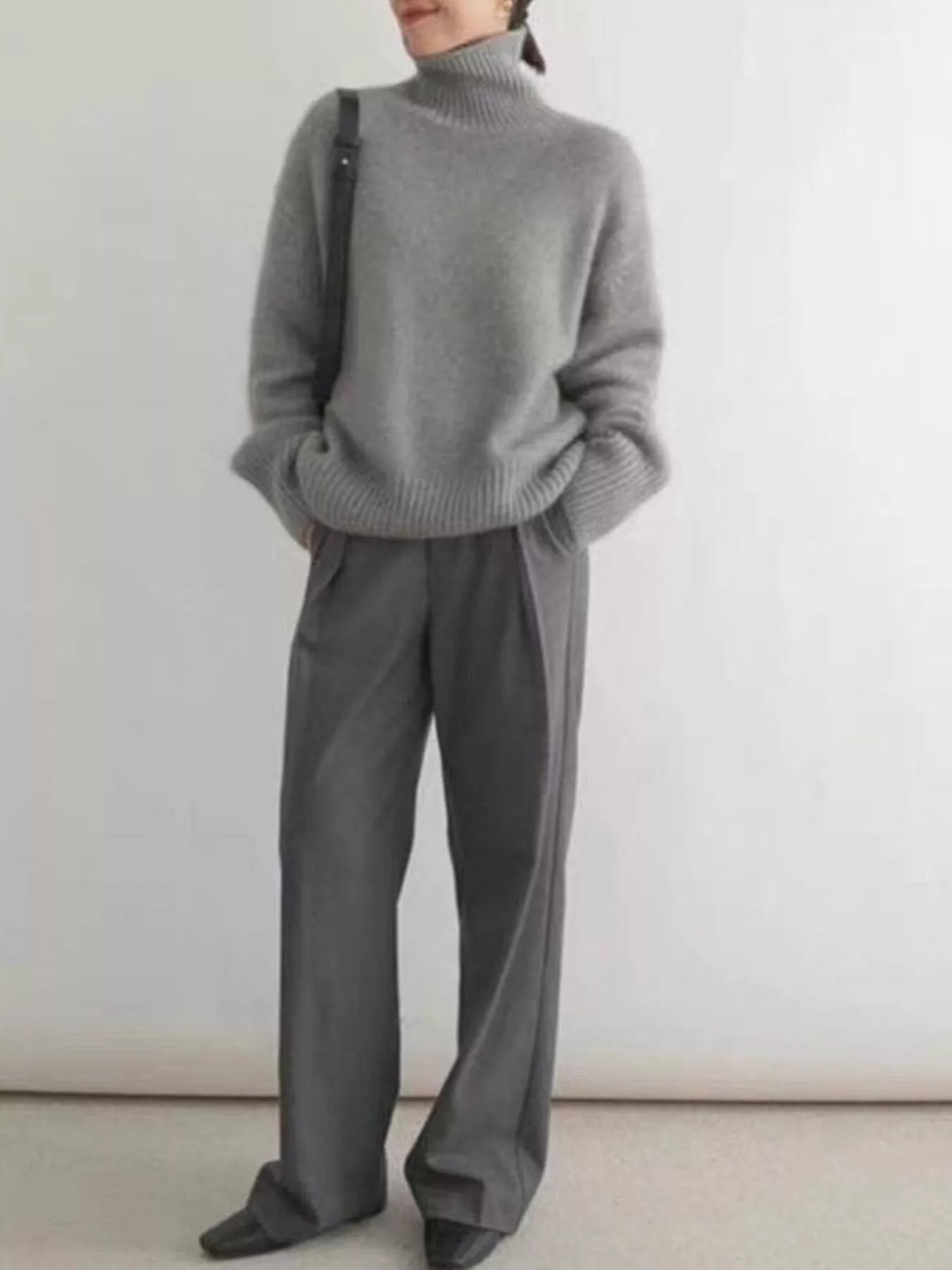 Turtleneck Dropped Shoulder Sweater - Premium variable from Tooksie - Just $35.99! Shop now at Tooksie