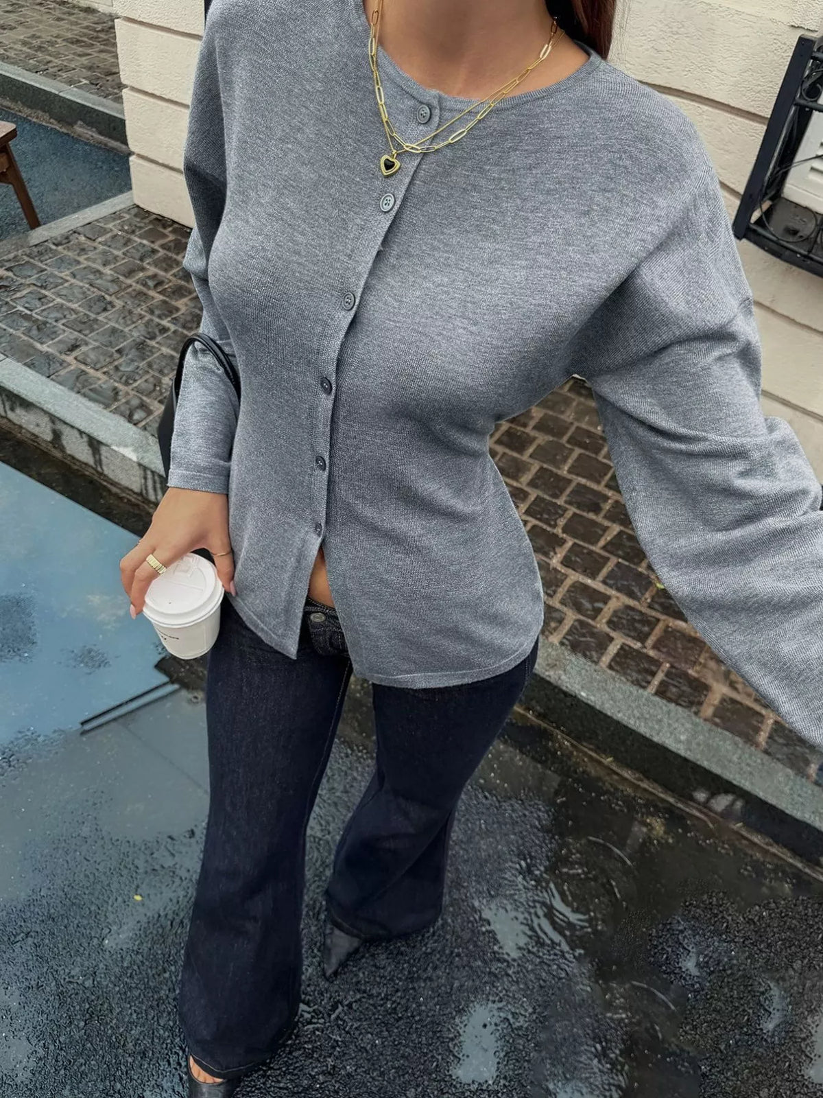 Tie-Back Button Down Cardigan - Premium variable from Tooksie - Just $53.99! Shop now at Tooksie