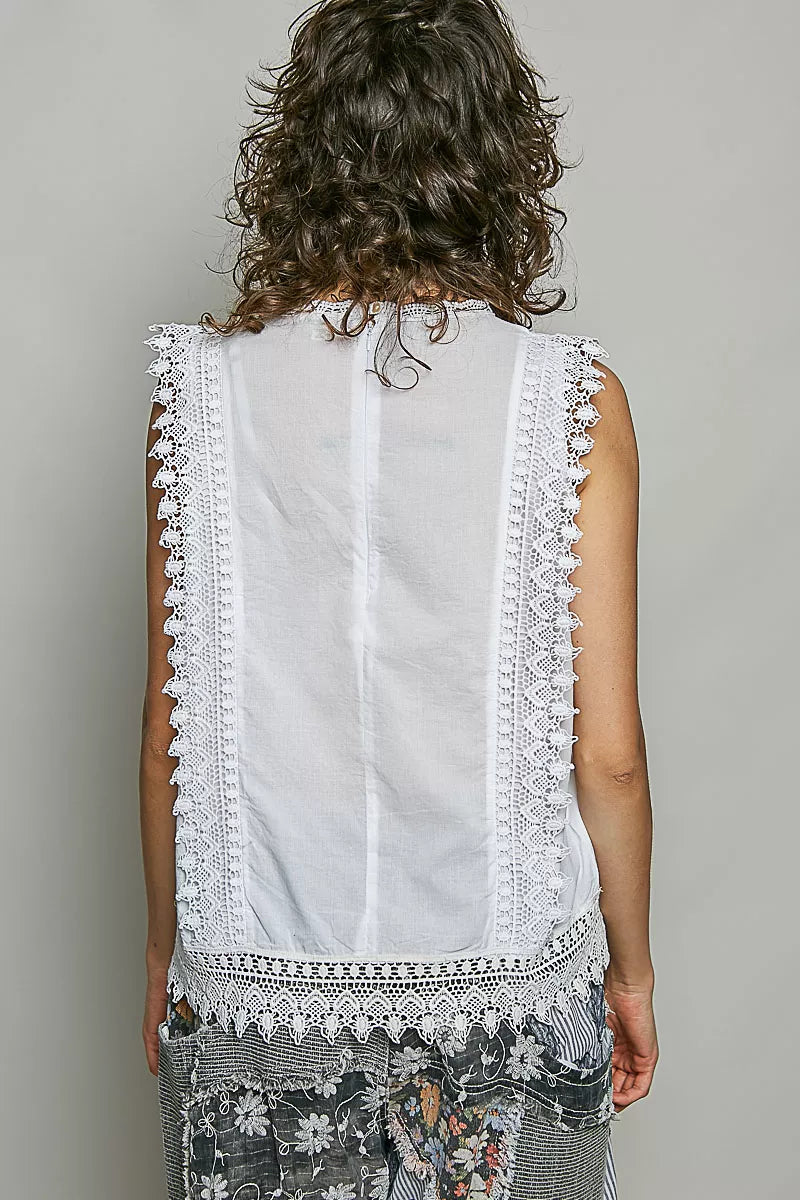 Embroidered Scalloped Lace Sleeveless Top - Premium variable from Tooksie - Just $59.99! Shop now at Tooksie