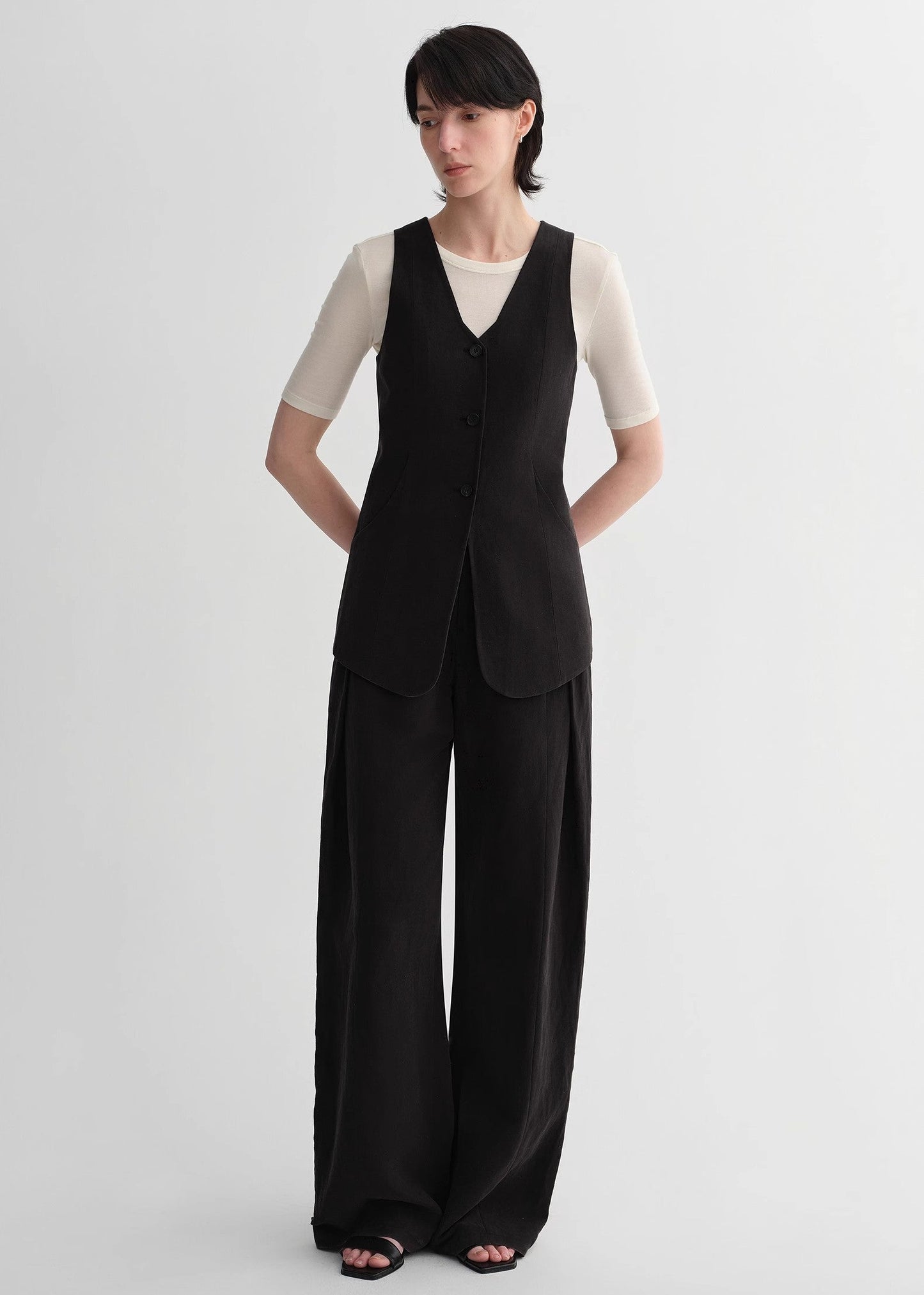 Mulberry Silk Linen Vest and Trouser Set - Premium variable from Tooksie - Just $113.99! Shop now at Tooksie