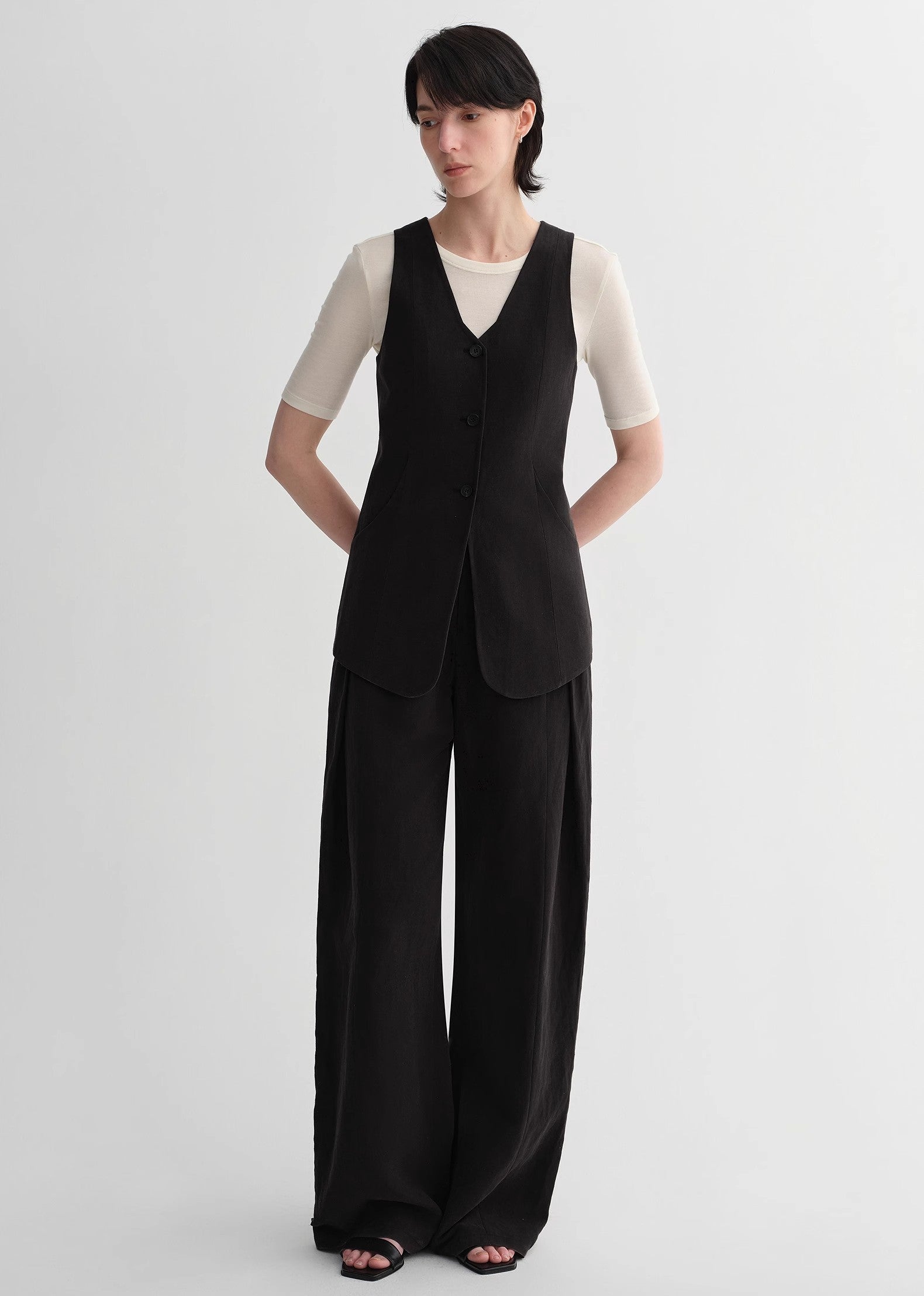Mulberry Silk Linen Vest and Trouser Set - Premium variable from Tooksie - Just $113.99! Shop now at Tooksie