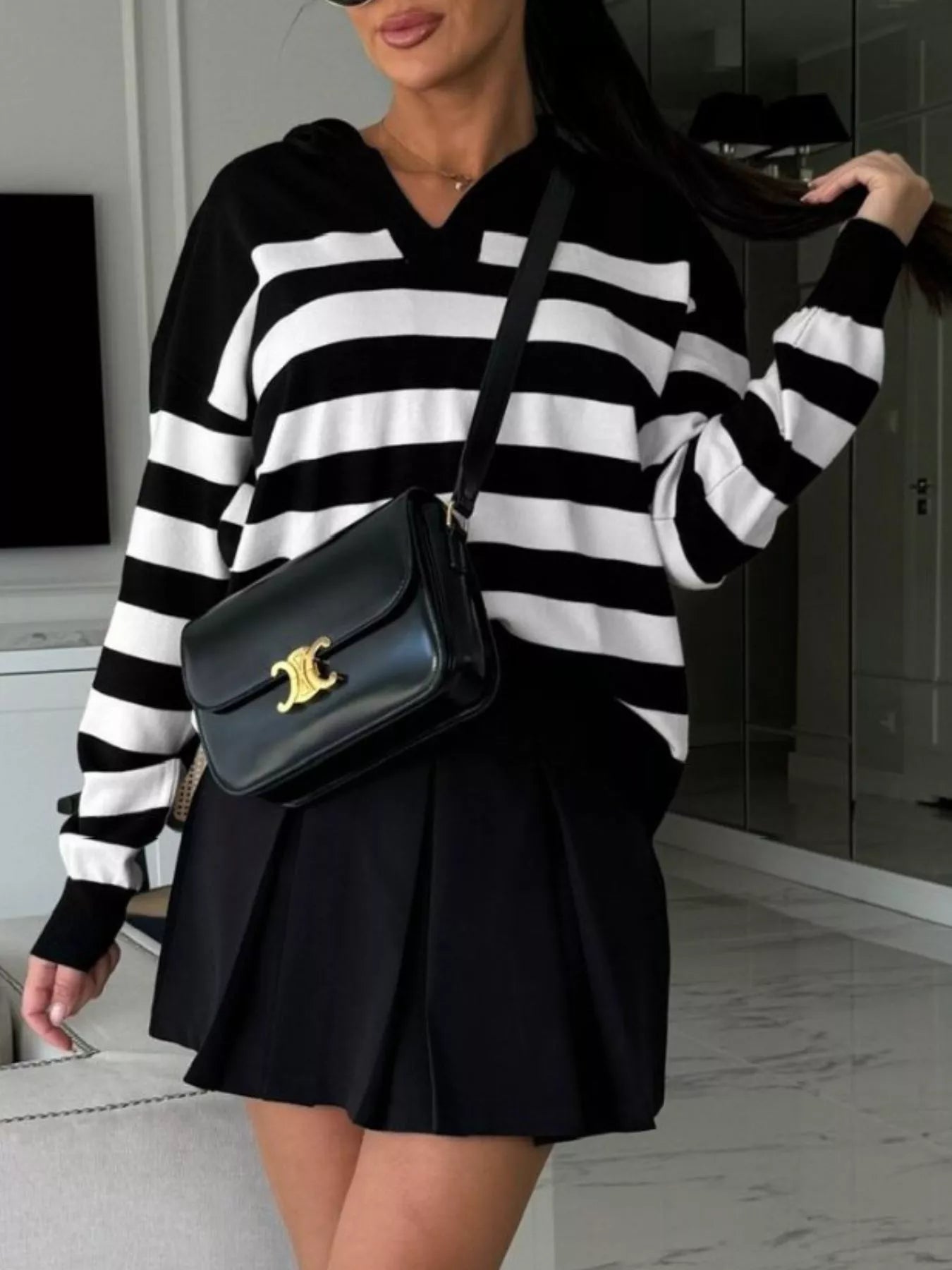 Striped Dropped Shoulder Sweater - Premium variable from Tooksie - Just $48.99! Shop now at Tooksie