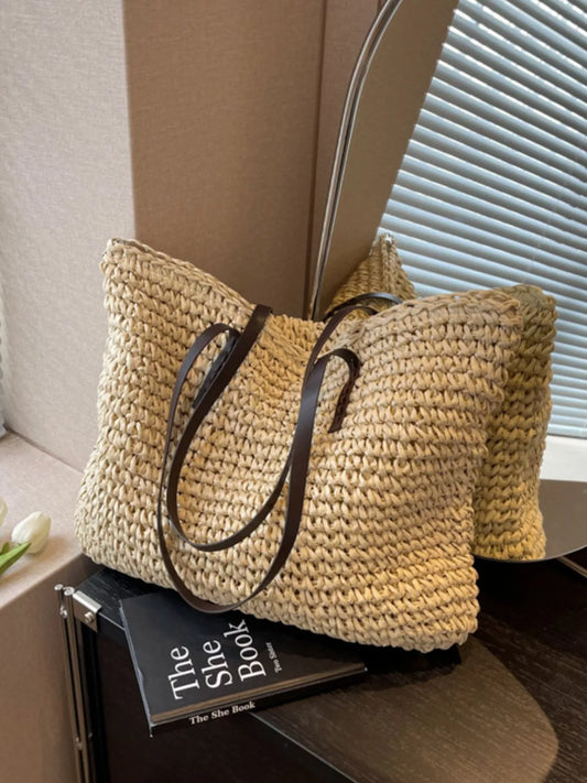Woven Straw Shoulder Bag - Premium  from Trendsi - Just $31.99! Shop now at Tooksie