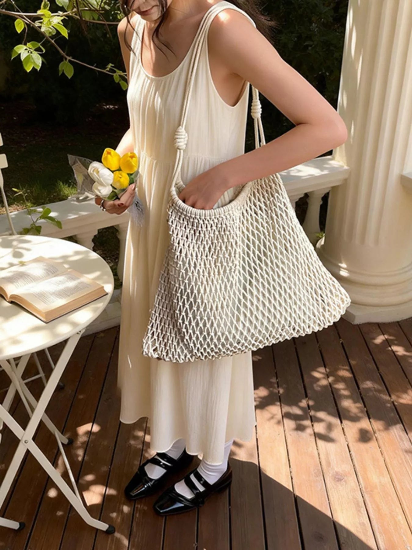 Woven Net Shoulder Bag - Premium simple from Tooksie - Just $43.99! Shop now at Tooksie