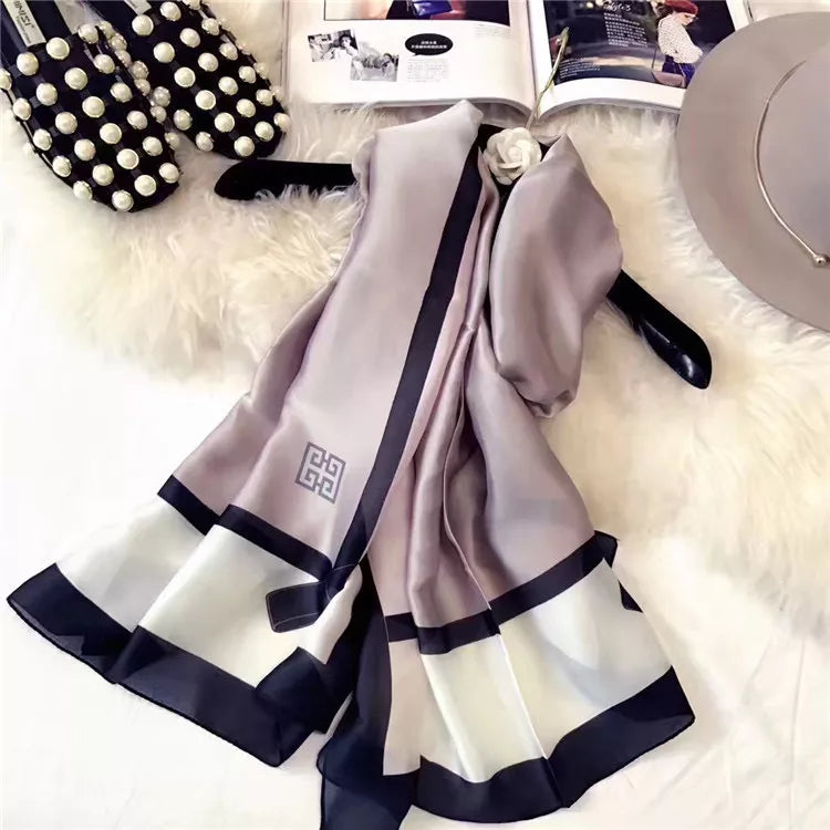 Satin Contrast Trim Scarf - Premium variable from Tooksie - Just $17.99! Shop now at Tooksie