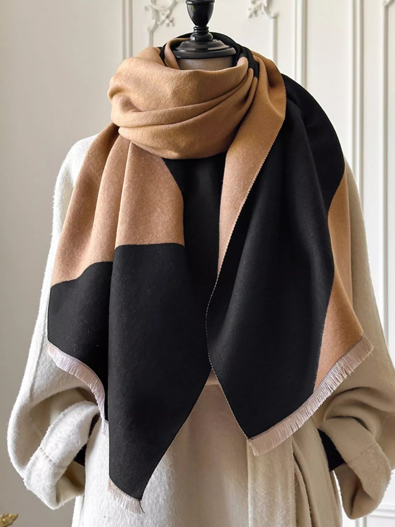 Color Block Raw Hem Scarf - Premium variable from Tooksie - Just $23.99! Shop now at Tooksie