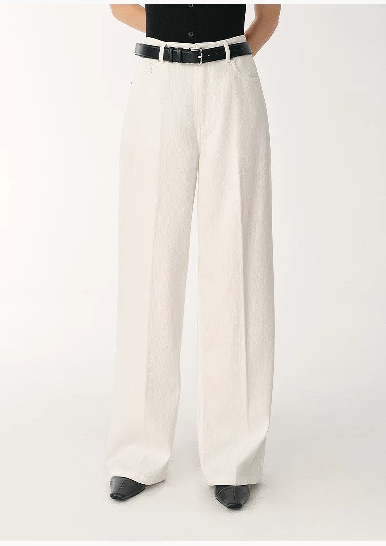 White Wide-Leg Trousers - Premium variable from Tooksie - Just $109.99! Shop now at Tooksie