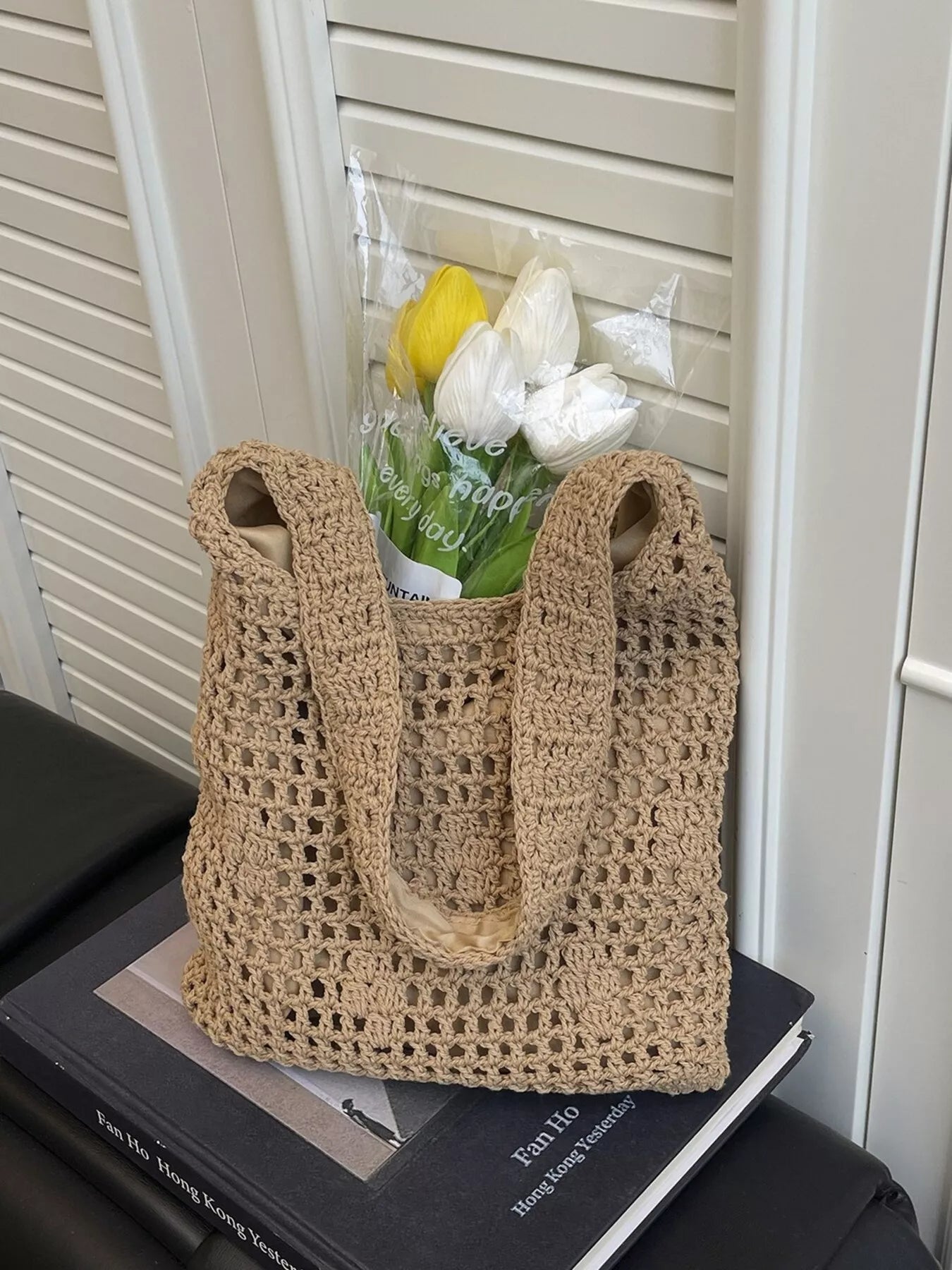 Knitted Crochet Shoulder Bag - Premium simple from Tooksie - Just $31.99! Shop now at Tooksie