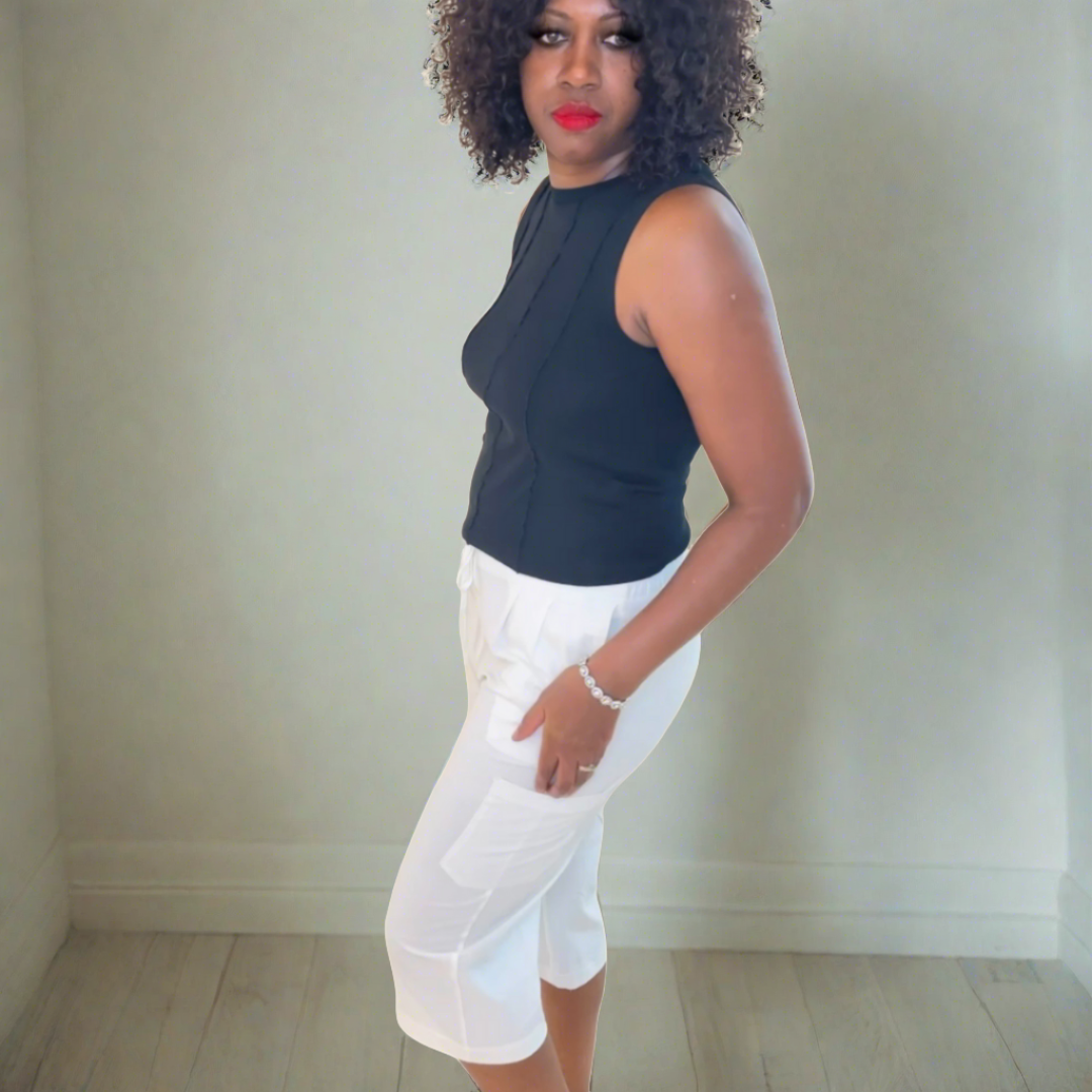 White Cropped Wide Leg Trousers - Premium variable from Tooksie - Just $45.99! Shop now at Tooksie