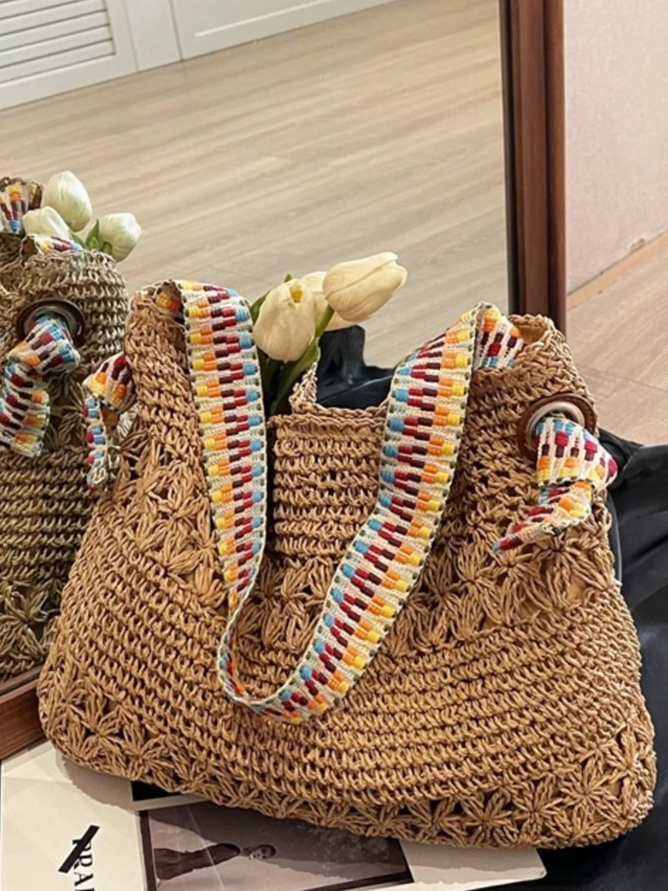 Woven Straw Shoulder Bag - Premium simple from Tooksie - Just $36.99! Shop now at Tooksie
