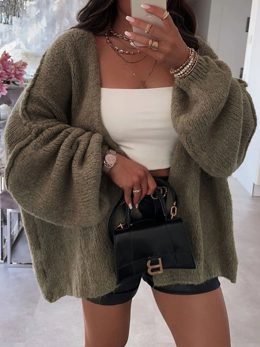 Open Front Dropped Shoulder Cardigan - Premium variable from Tooksie - Just $44.99! Shop now at Tooksie