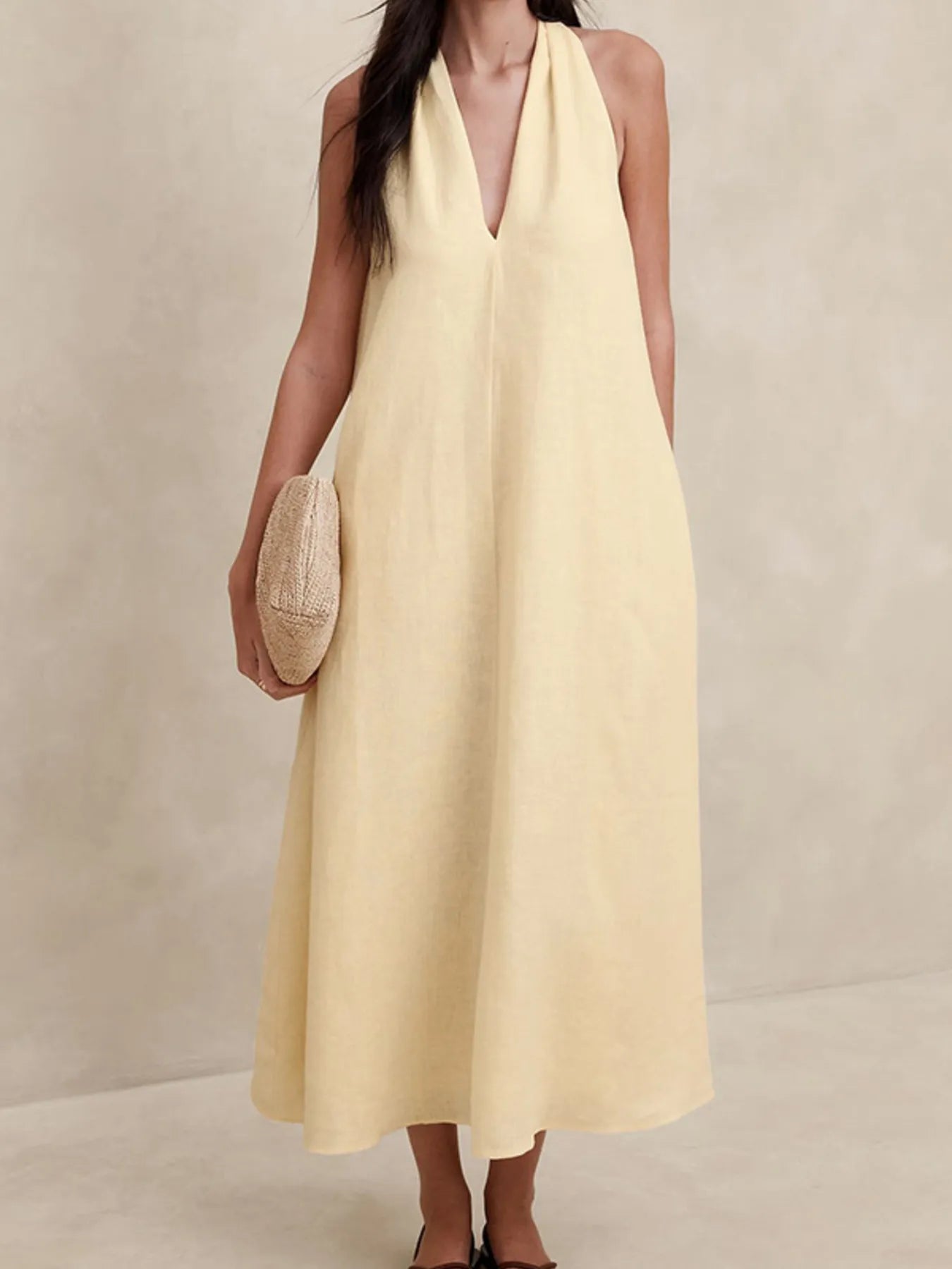 Halter V-Neck Midi Dress - Premium variable from Tooksie - Just $39.99! Shop now at Tooksie