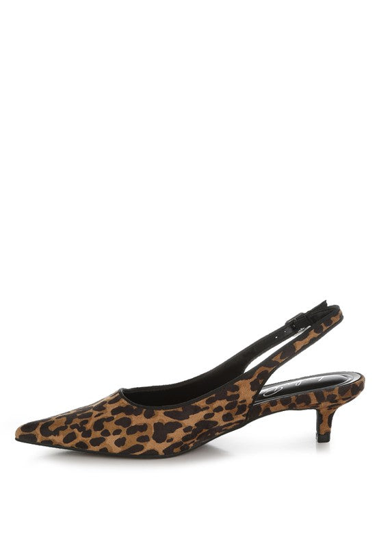 Leopard Print Kitten Heel Slingbacks - Premium variable from Tooksie - Just $68.99! Shop now at Tooksie