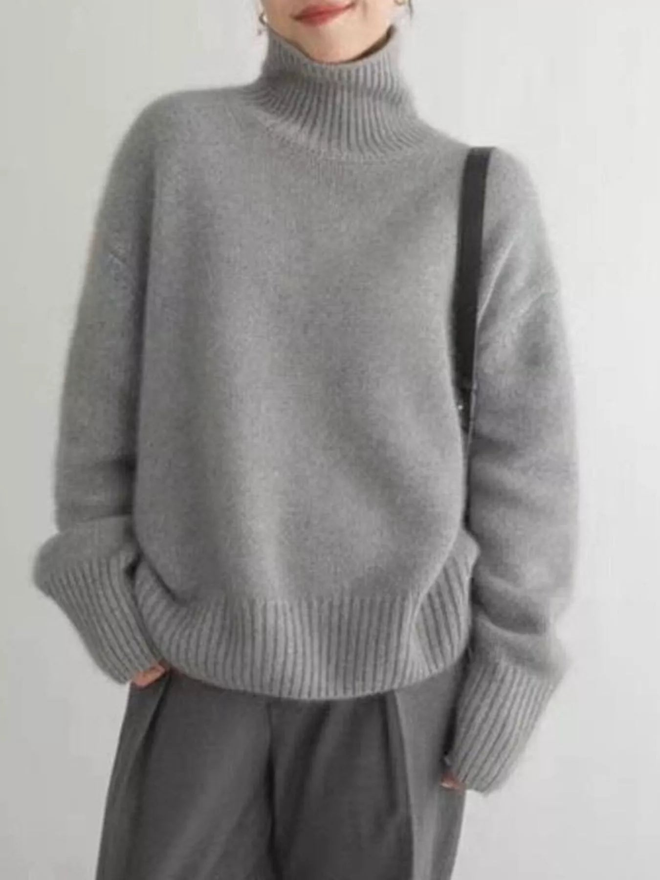 Turtleneck Dropped Shoulder Sweater - Premium variable from Tooksie - Just $35.99! Shop now at Tooksie