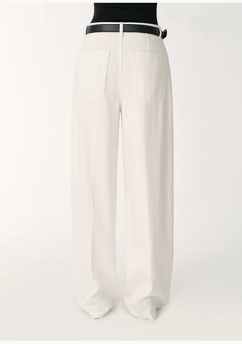 White Wide-Leg Trousers - Premium variable from Tooksie - Just $109.99! Shop now at Tooksie