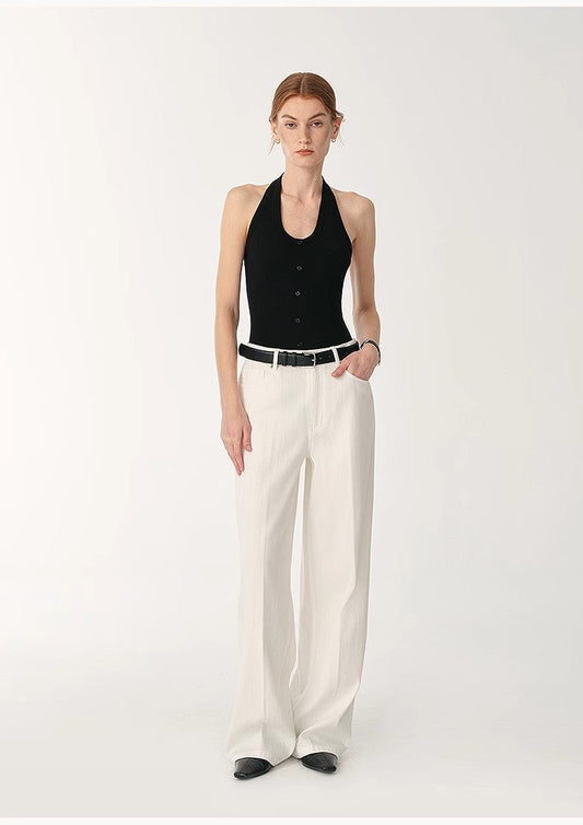 White Wide-Leg Trousers - Premium variable from Tooksie - Just $109.99! Shop now at Tooksie