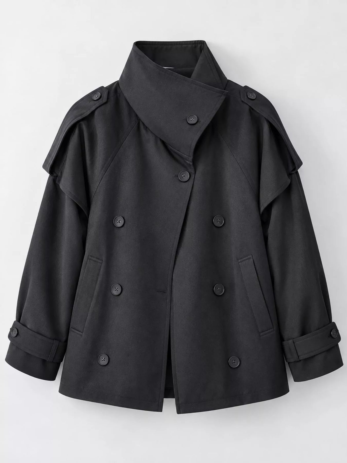 Double-Breasted Cropped Trench Coat - Premium variable from Tooksie - Just $56.99! Shop now at Tooksie