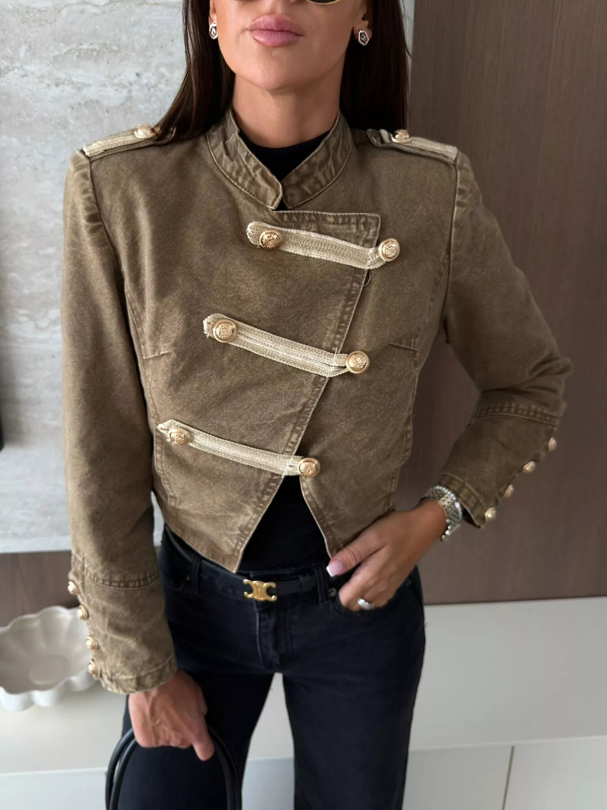 Military Style Cropped Jacket - Premium variable from Tooksie - Just $71.99! Shop now at Tooksie