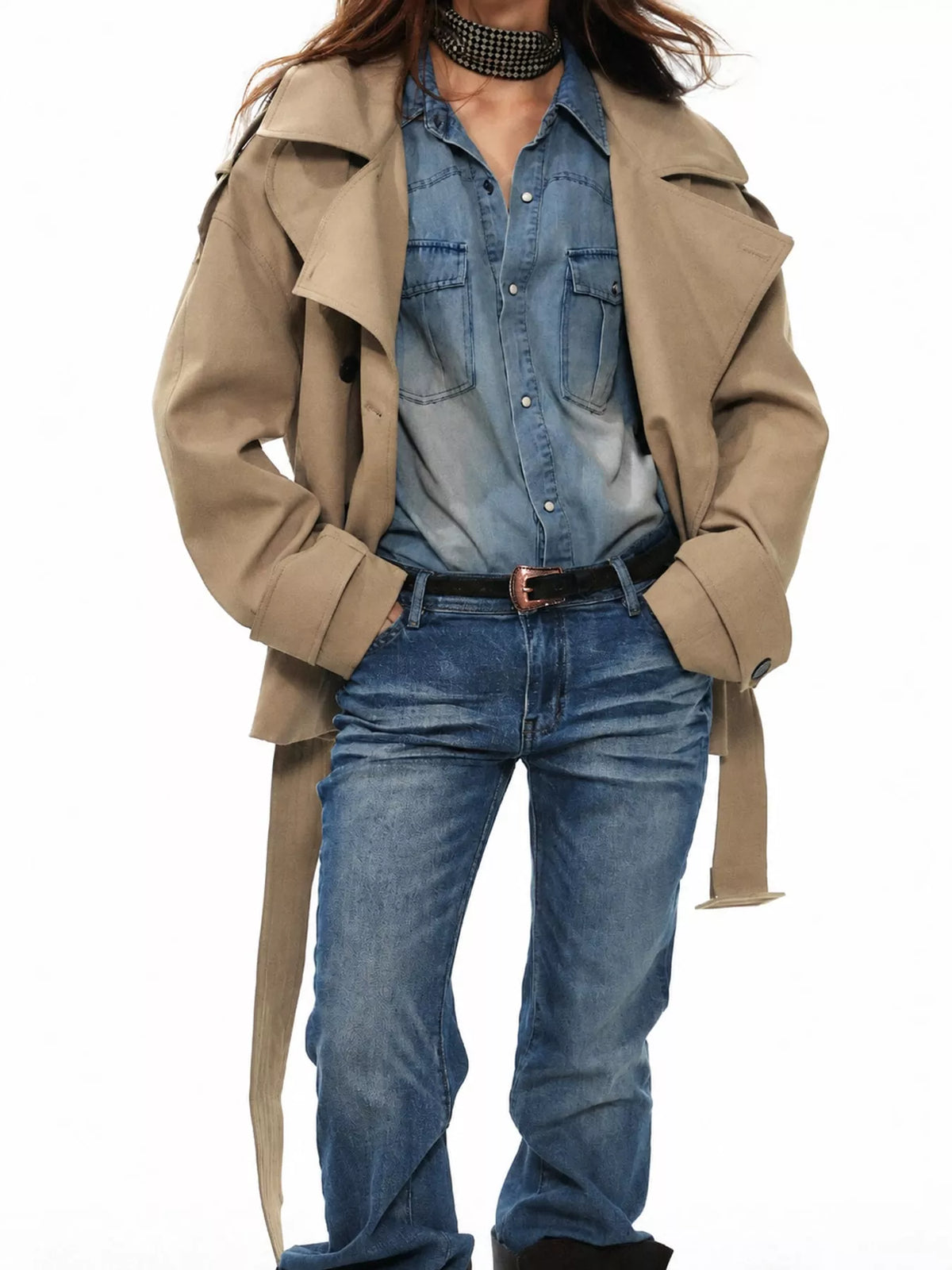 Belted Trench Style Jacket - Premium variable from Tooksie - Just $114.99! Shop now at Tooksie