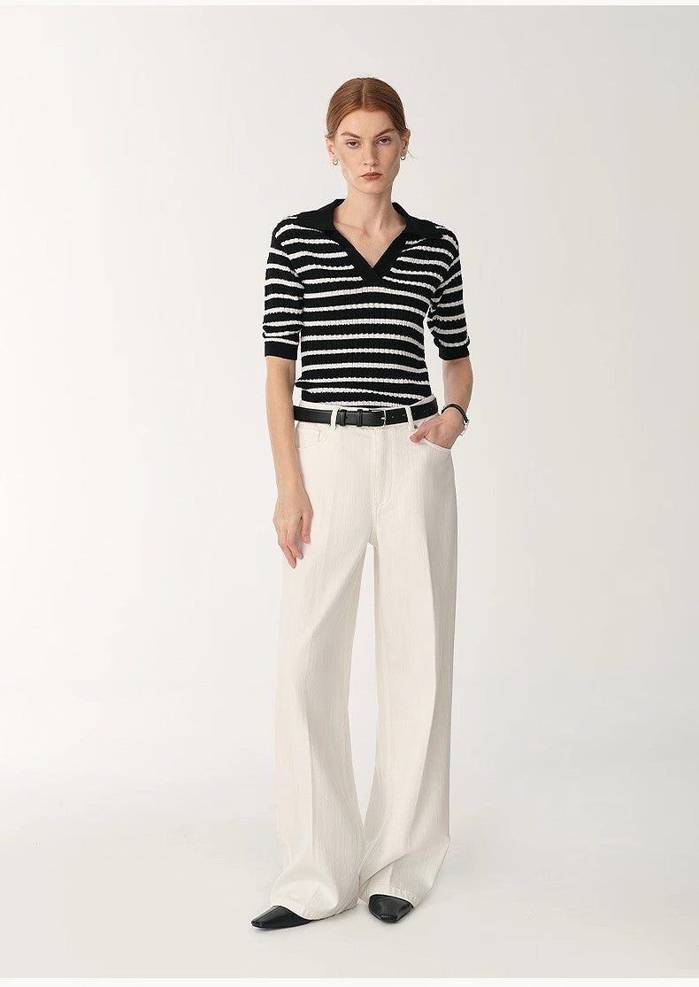 White Wide-Leg Trousers - Premium variable from Tooksie - Just $109.99! Shop now at Tooksie