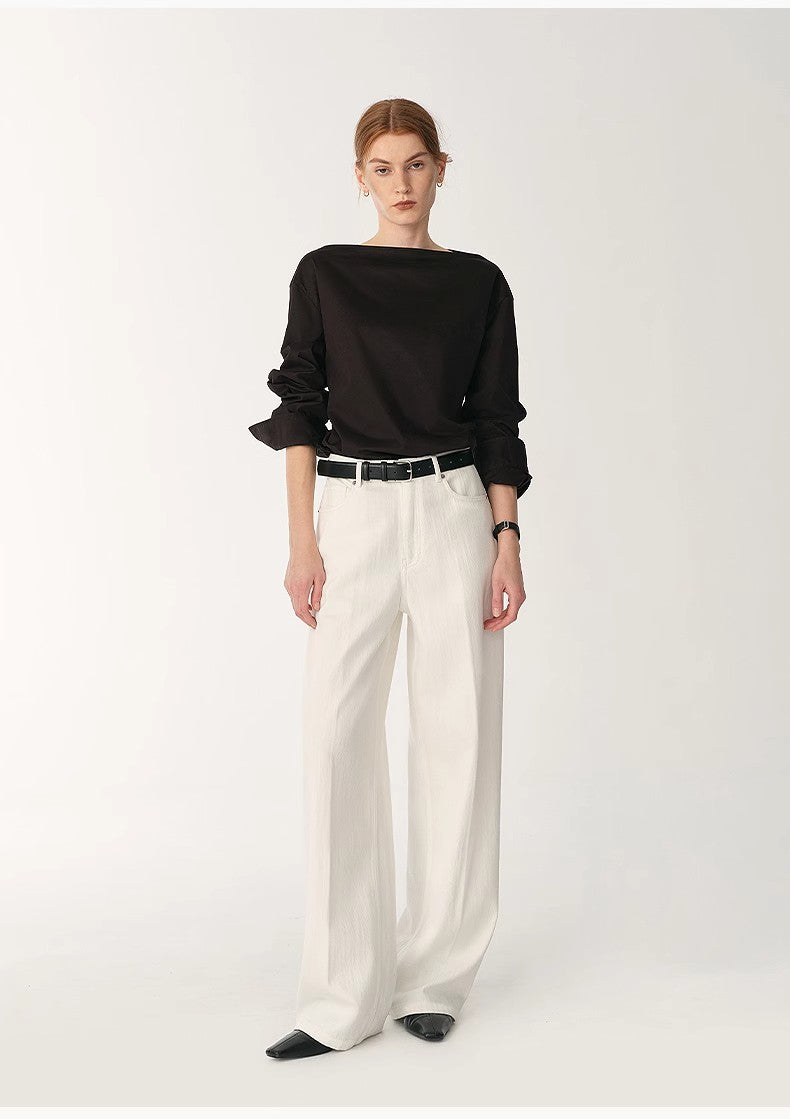 White Wide-Leg Trousers - Premium variable from Tooksie - Just $109.99! Shop now at Tooksie