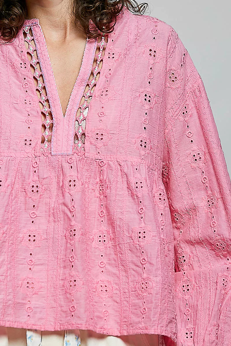 Eyelet Lace Empire Waist Blouse - Premium variable from Tooksie - Just $66.99! Shop now at Tooksie