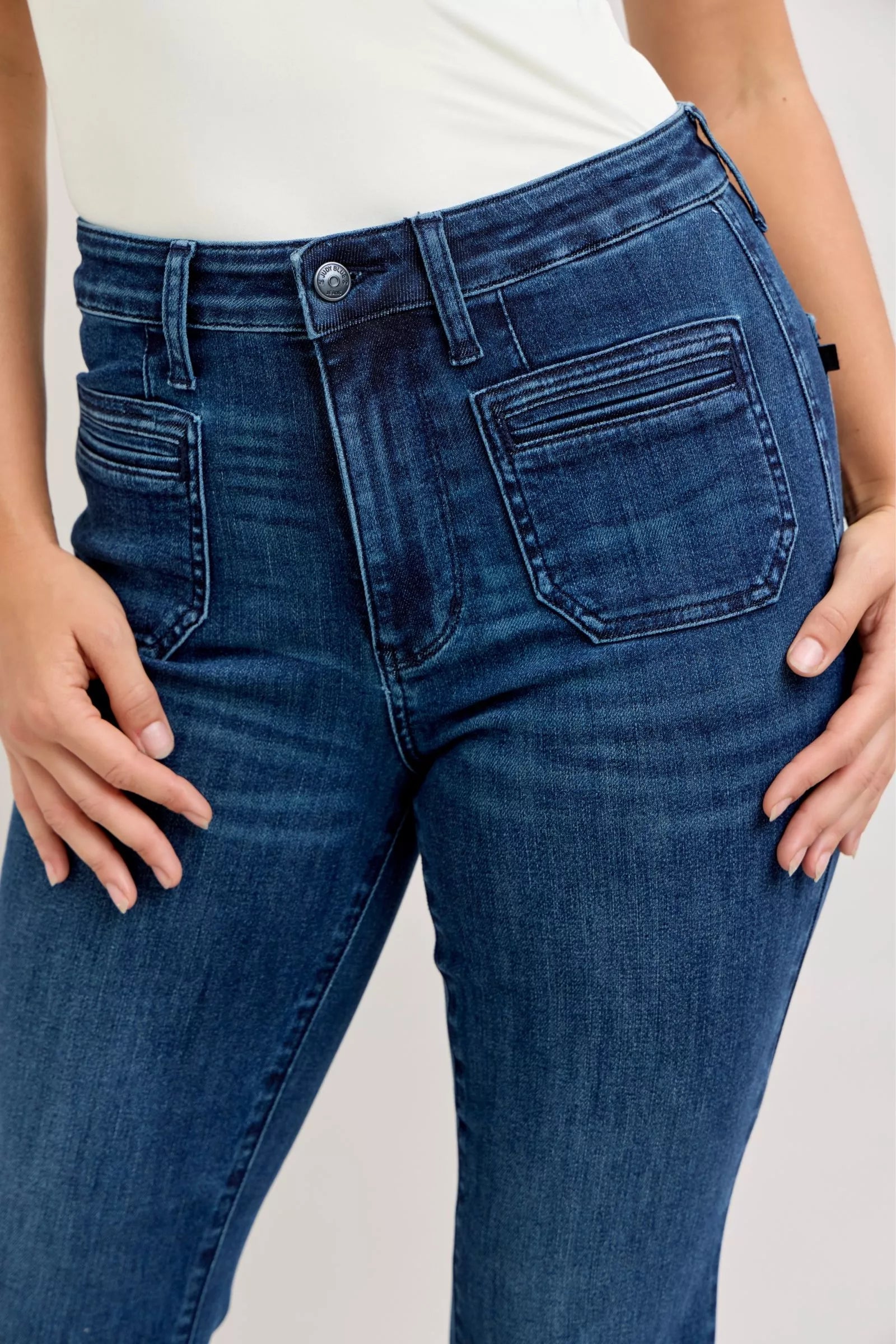 High-Waisted Flare Jeans with Front Pockets - Premium variable from Tooksie - Just $68.99! Shop now at Tooksie