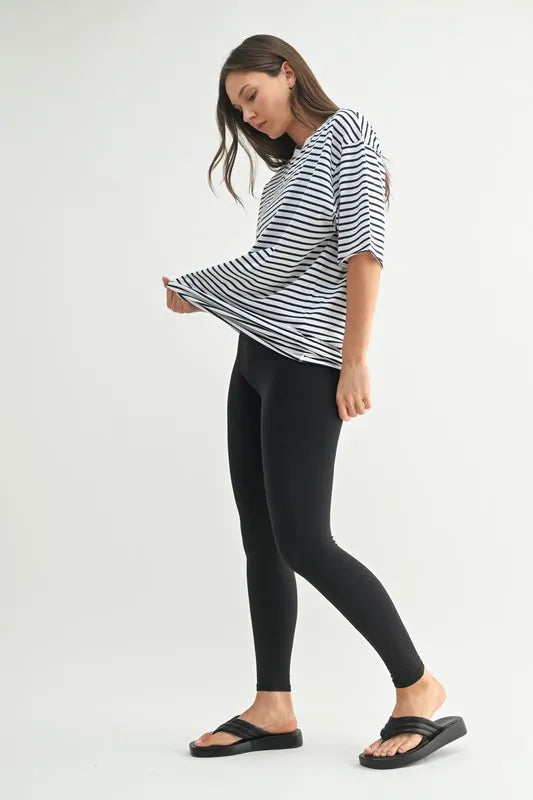 Striped Oversized Crewneck Tee - Premium variable from Tooksie - Just $29.99! Shop now at Tooksie