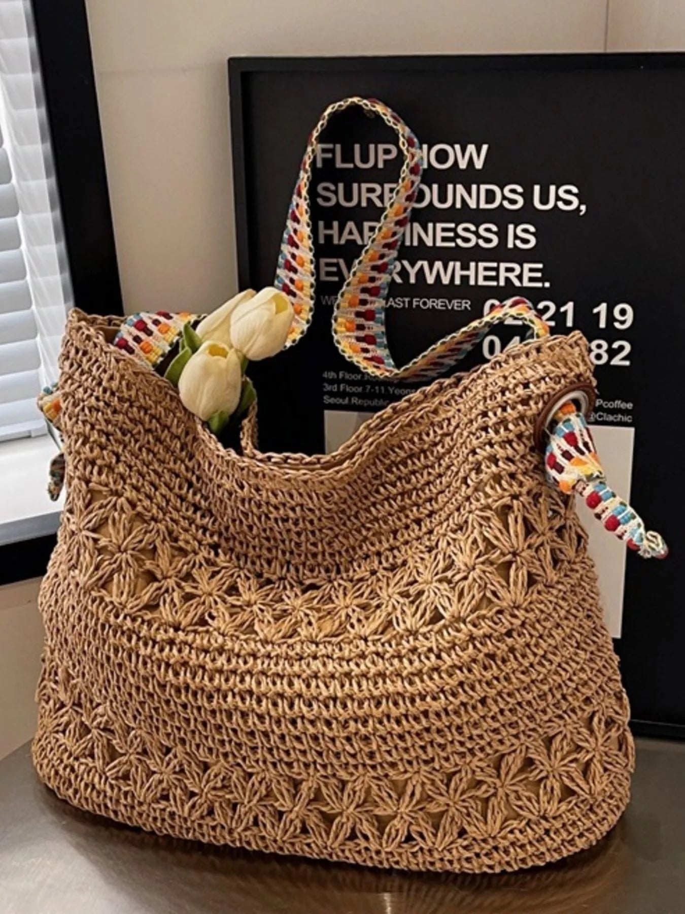 Woven Straw Shoulder Bag - Premium simple from Tooksie - Just $36.99! Shop now at Tooksie