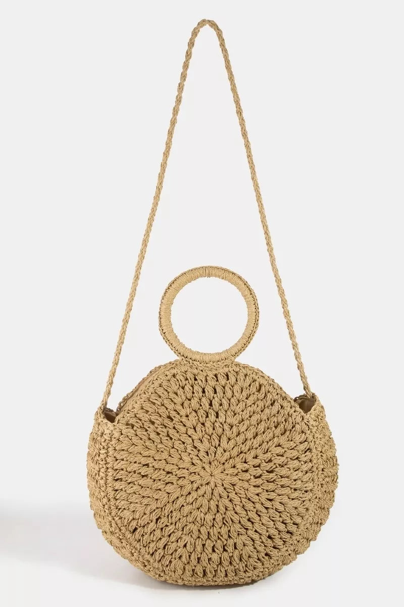 Circle Handle Braided Handbag - Premium variable from Trendsi - Just $38.99! Shop now at Tooksie