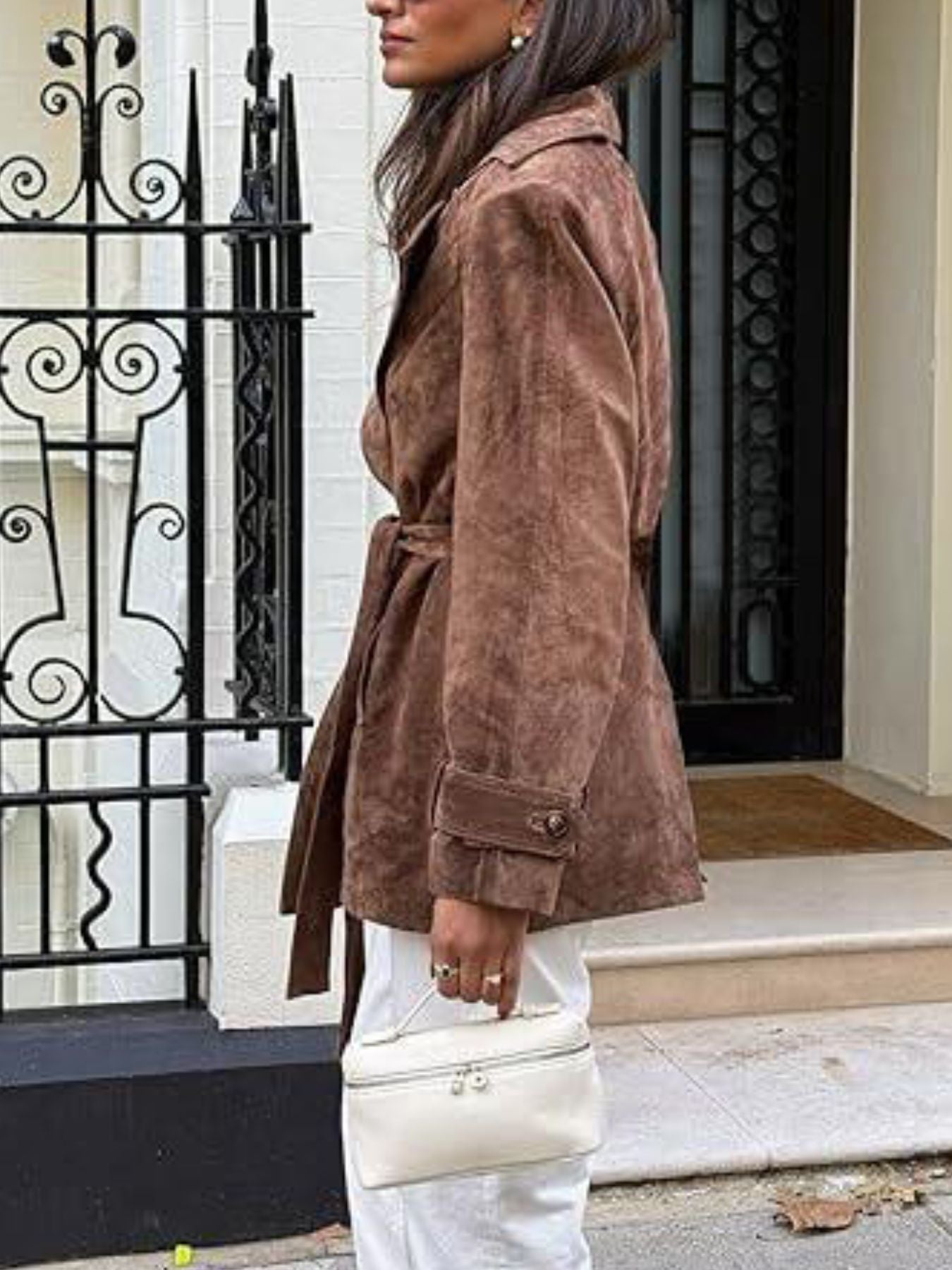 Double Breasted Faux Suede Trench Coat - Premium variable from Tooksie - Just $87.99! Shop now at Tooksie