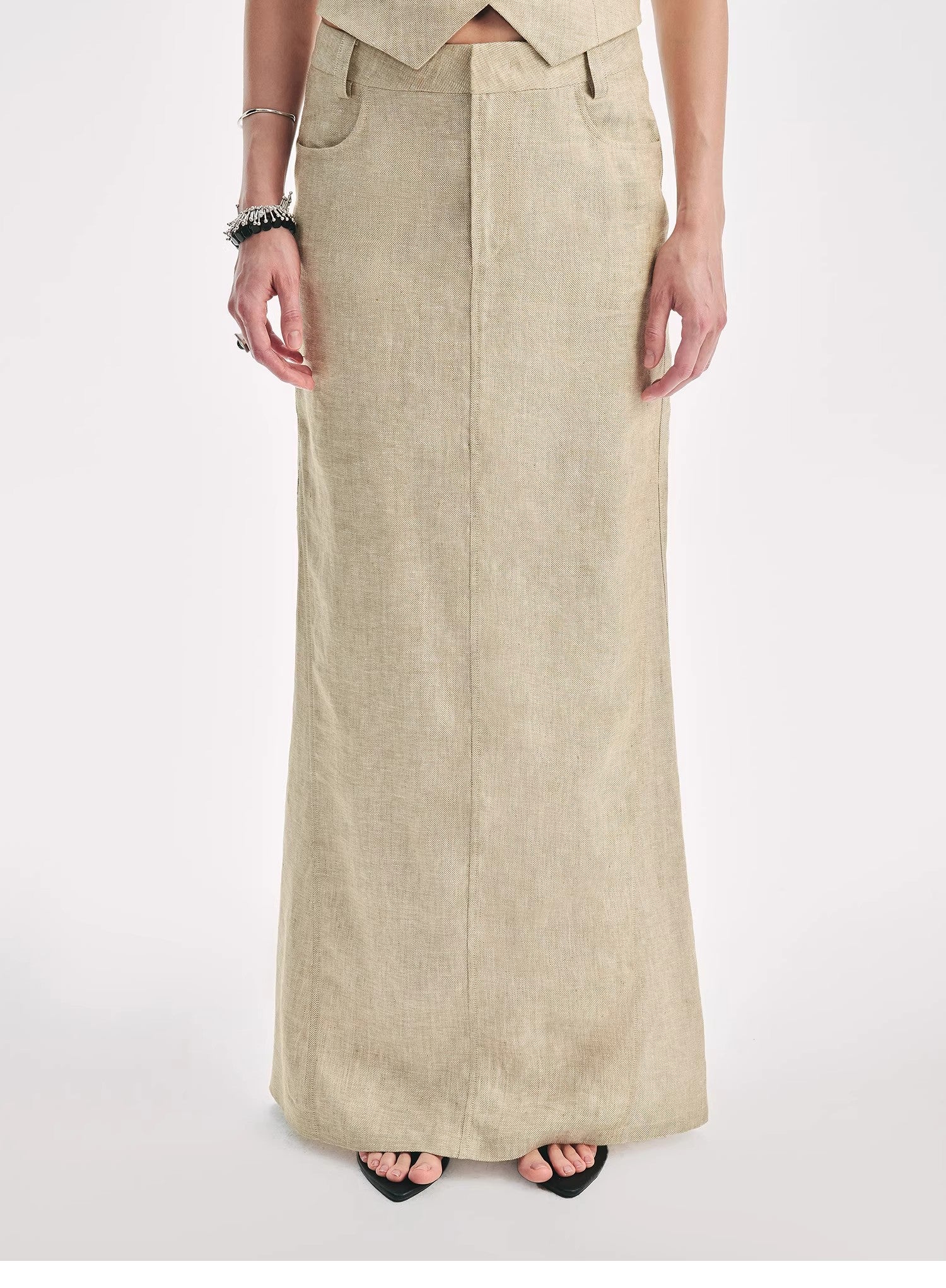 Linen V-Neck Halter Vest and Fishtail Skirt Set - Premium variable from Tooksie - Just $82.99! Shop now at Tooksie