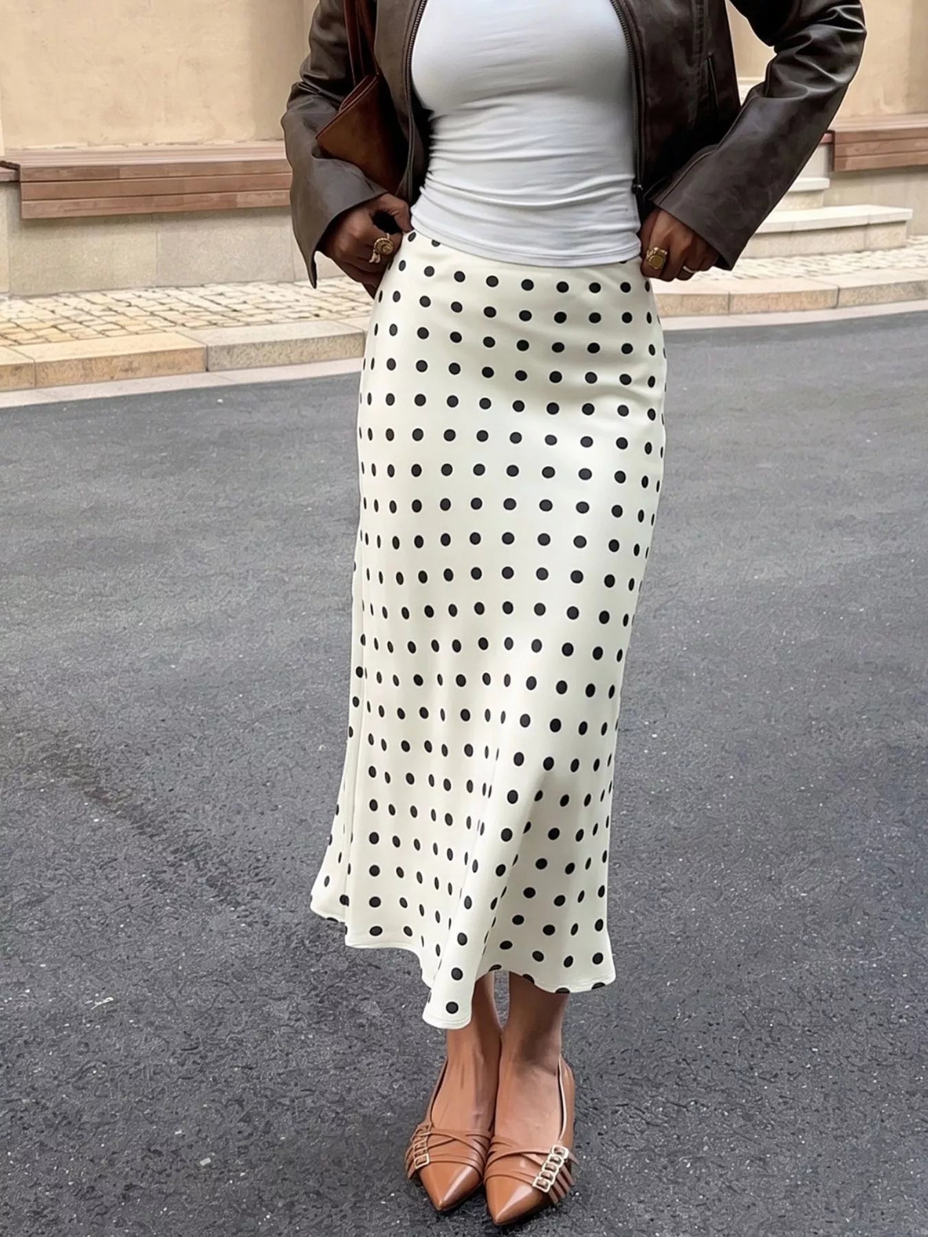 Polka Dot Midi Skirt - Premium variable from Tooksie - Just $33.99! Shop now at Tooksie
