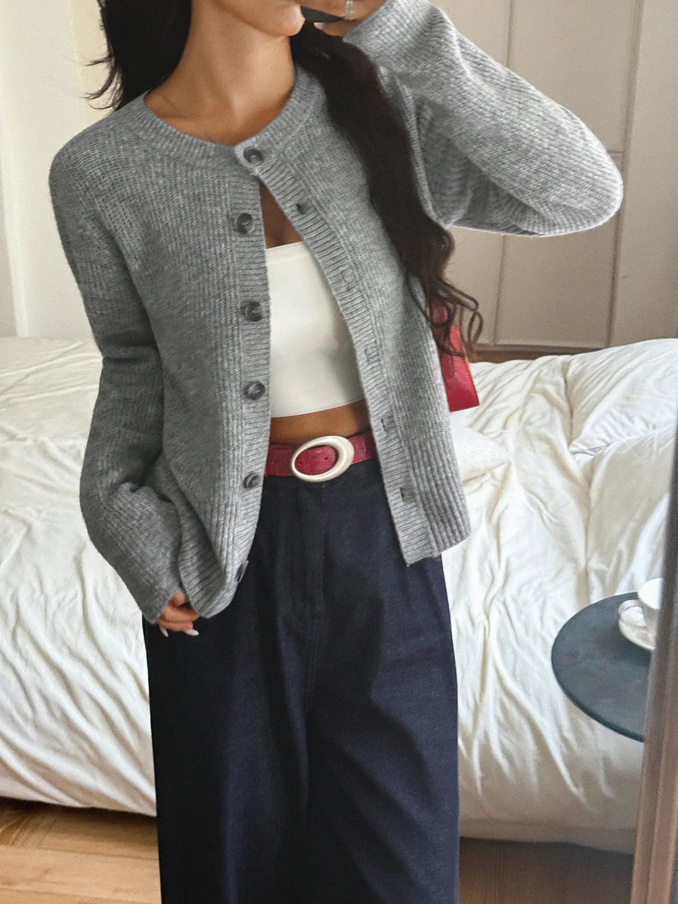 Button-Up Ribbed Knit Cardigan - Premium variable from Tooksie - Just $49.99! Shop now at Tooksie