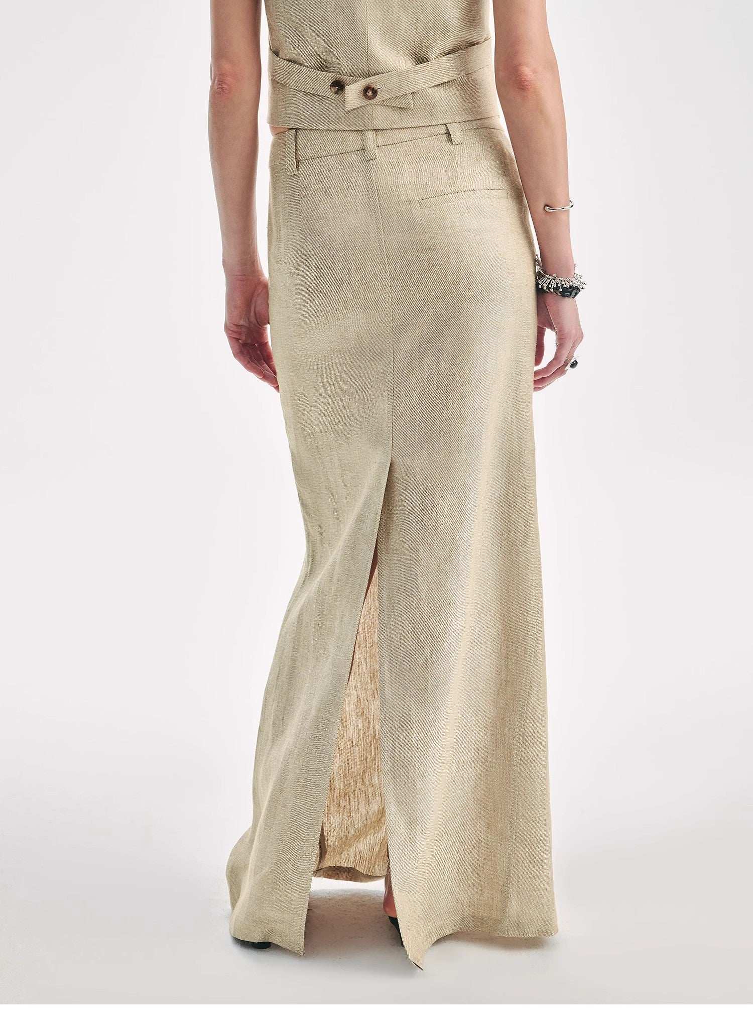 Linen V-Neck Halter Vest and Fishtail Skirt Set - Premium variable from Tooksie - Just $82.99! Shop now at Tooksie