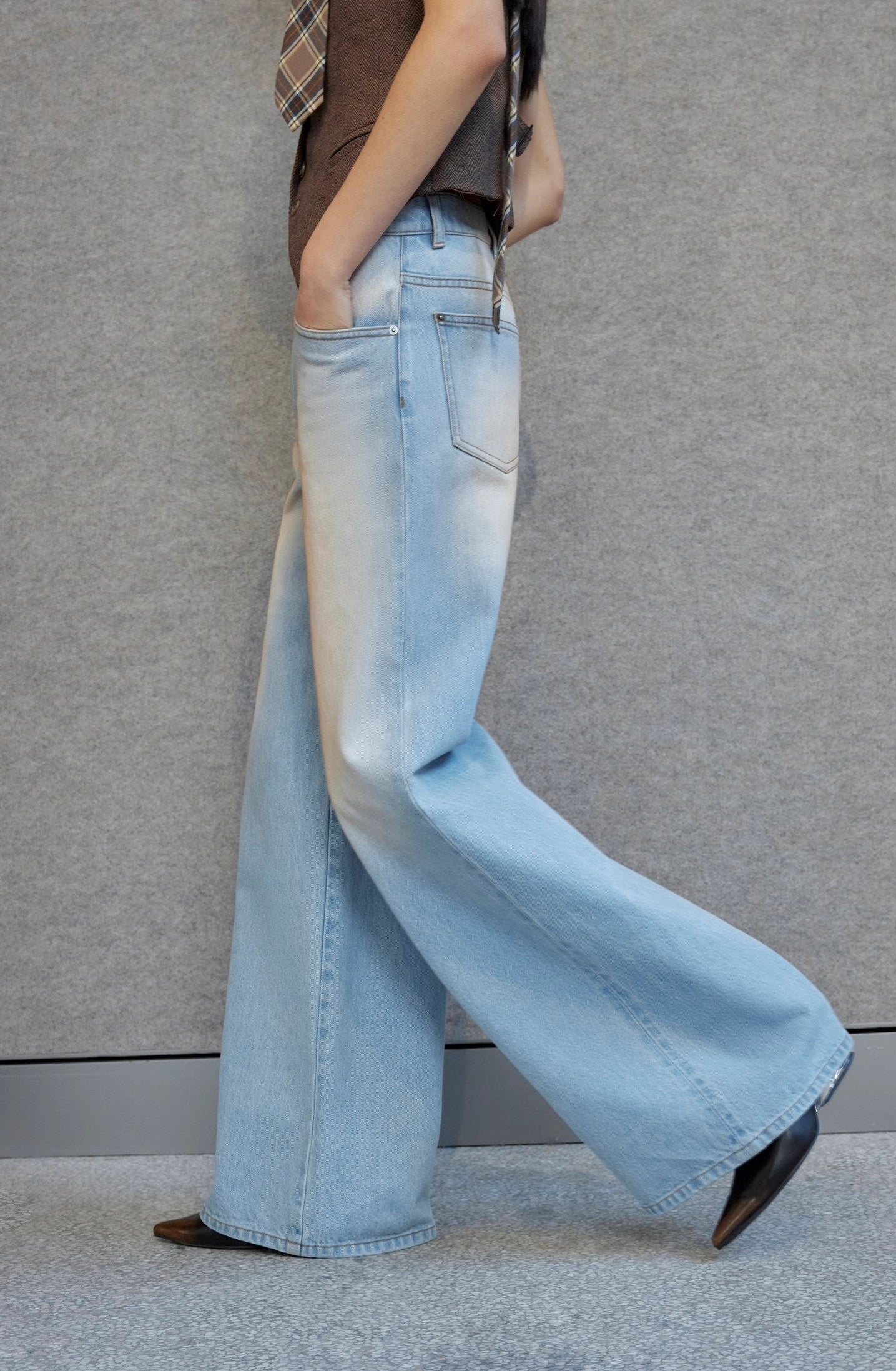 Washed Spray Colored Wide Leg Jeans - Premium variable from Tooksie - Just $115.99! Shop now at Tooksie