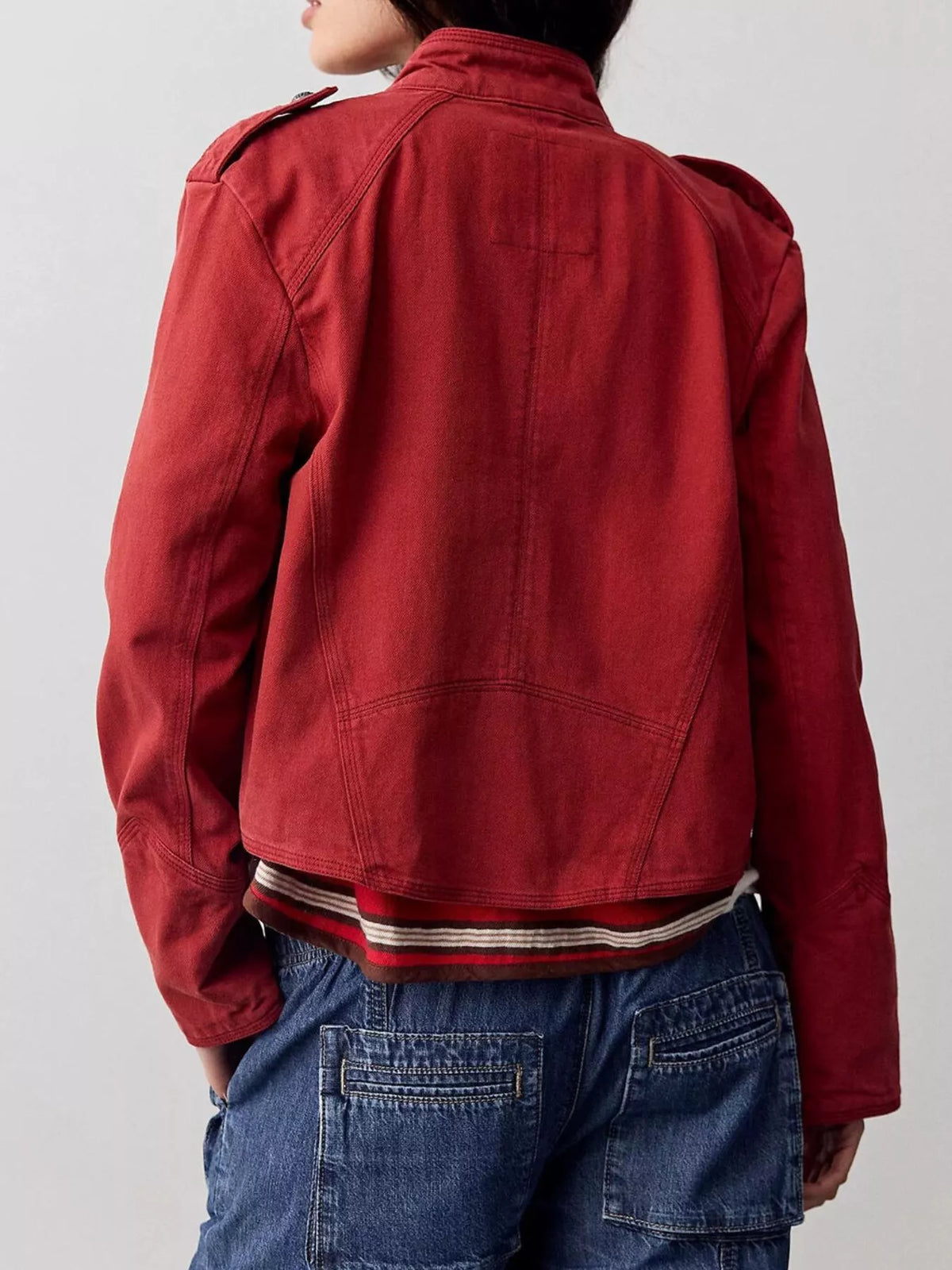 Cropped Military-Inspired Jacket - Premium variable from Tooksie - Just $81.99! Shop now at Tooksie
