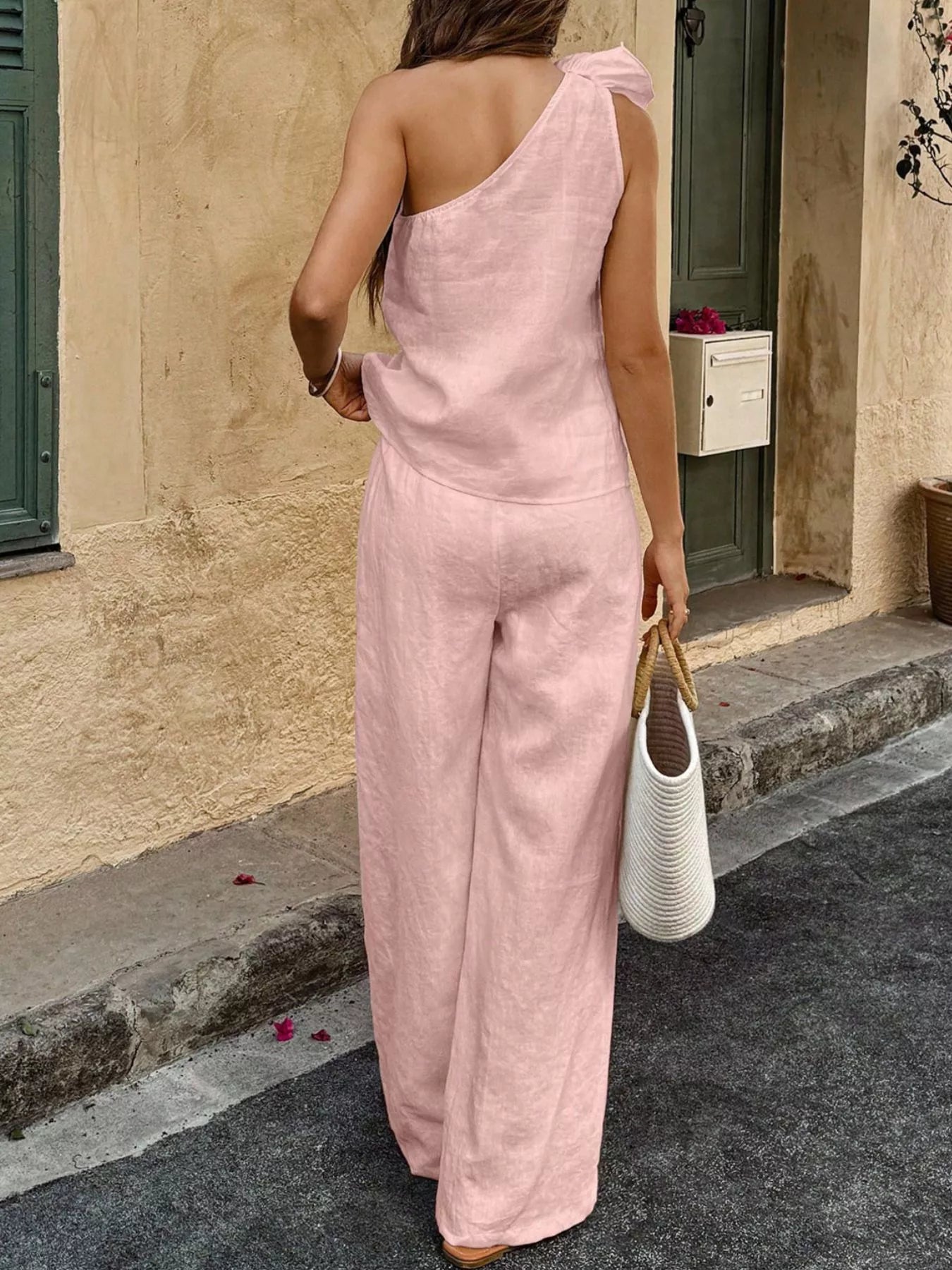 One-Shoulder Floral Embellished Top and Trouser Set - Premium variable from Tooksie - Just $46.99! Shop now at Tooksie