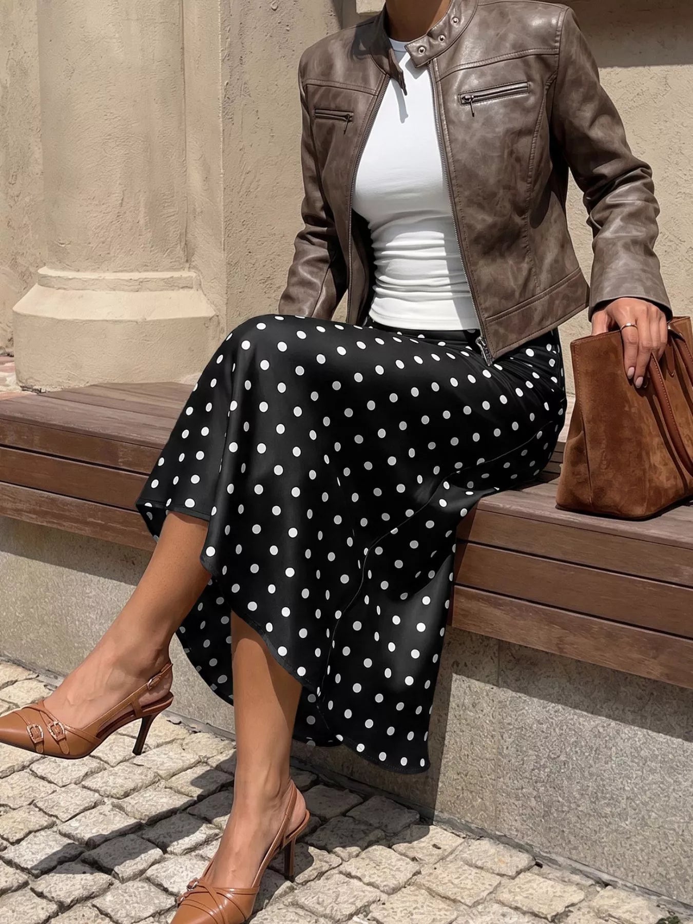 Polka Dot Midi Skirt - Premium variable from Tooksie - Just $33.99! Shop now at Tooksie