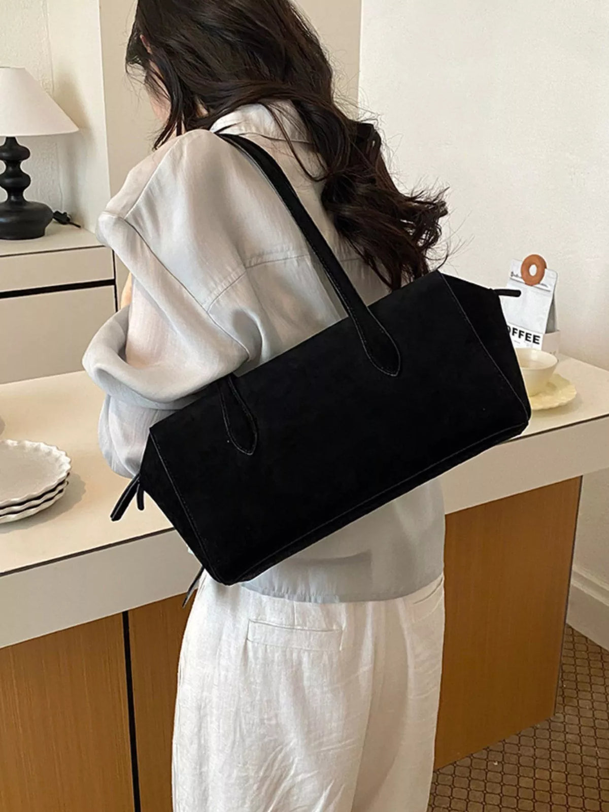 Suede Style Rectangular Shoulder Bag - Premium simple from Tooksie - Just $46.99! Shop now at Tooksie