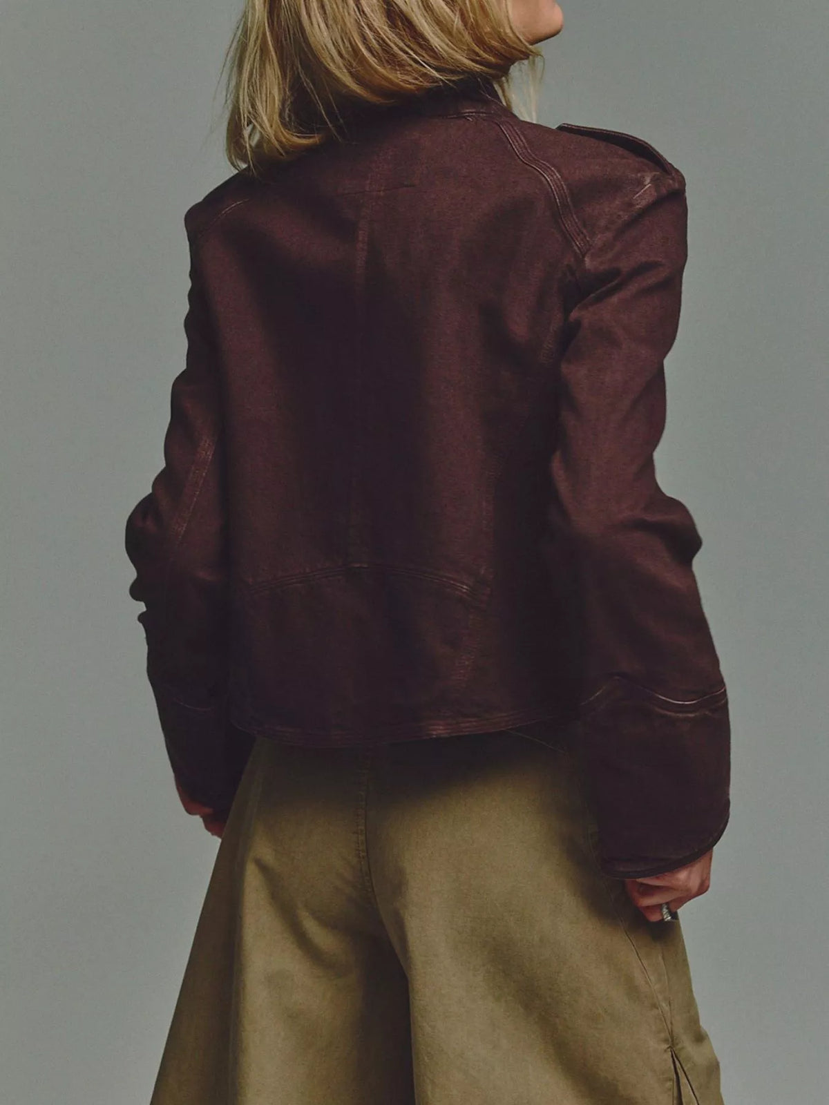 Cropped Military-Inspired Jacket - Premium variable from Tooksie - Just $81.99! Shop now at Tooksie
