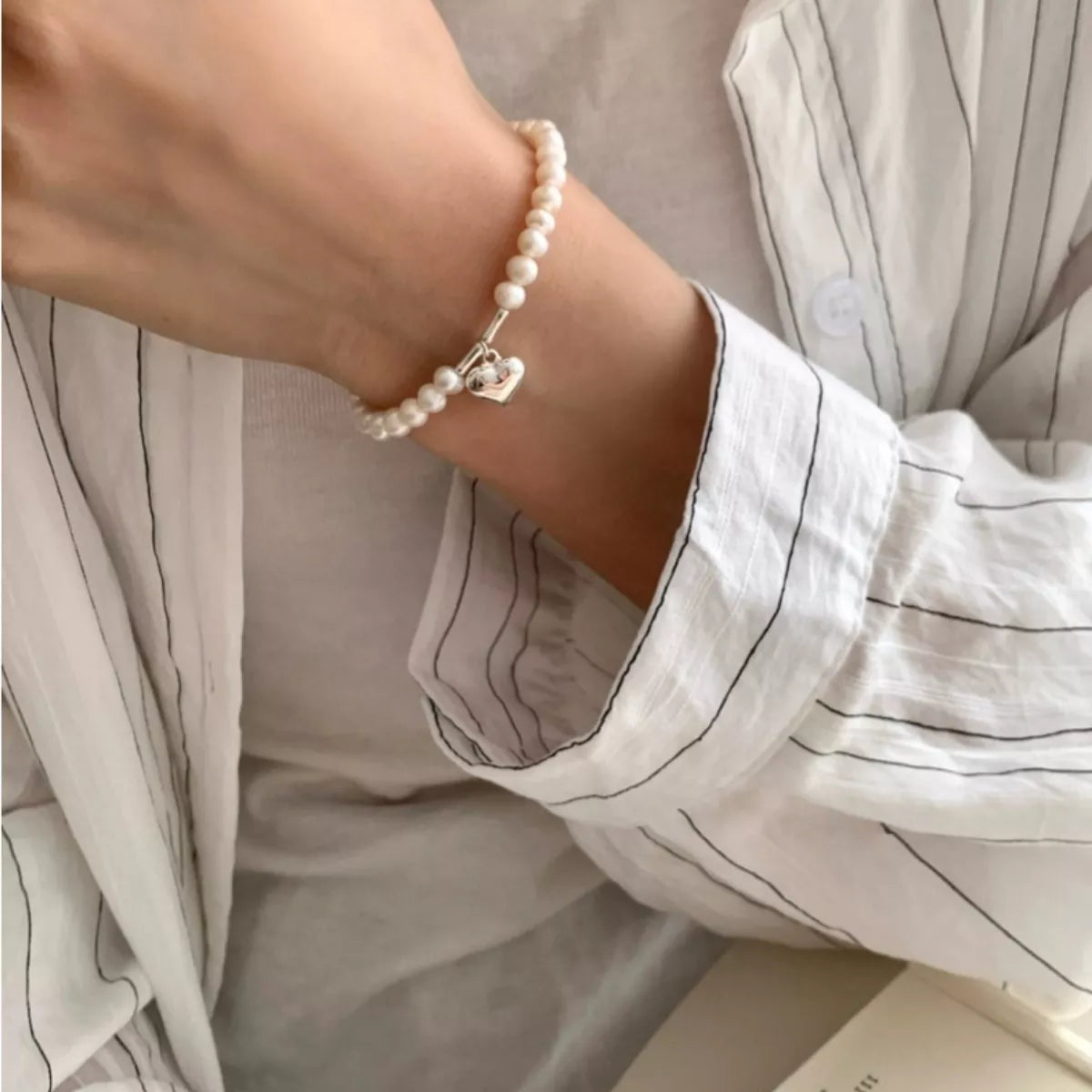 Pearl Heart Charm Bracelet - Premium simple from Tooksie - Just $69.99! Shop now at Tooksie