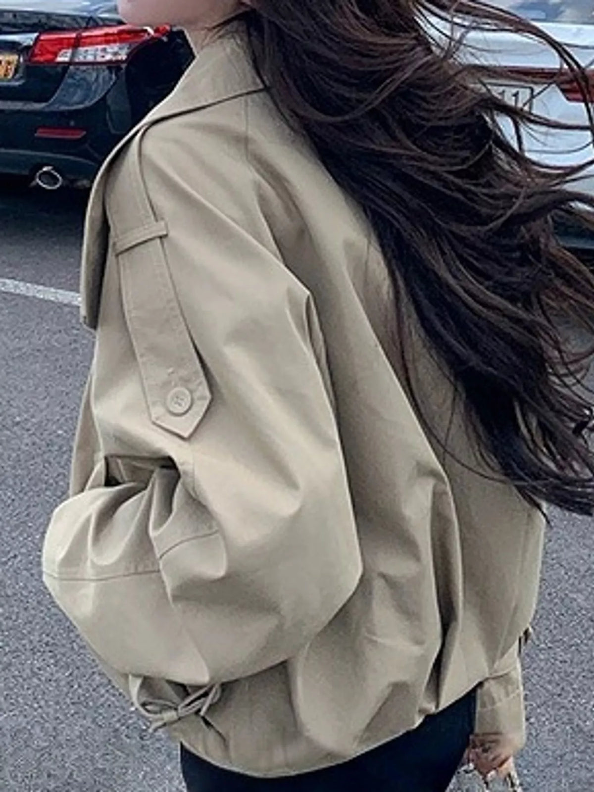 Double-Breasted Cropped Trench Coat - Premium variable from Tooksie - Just $56.99! Shop now at Tooksie