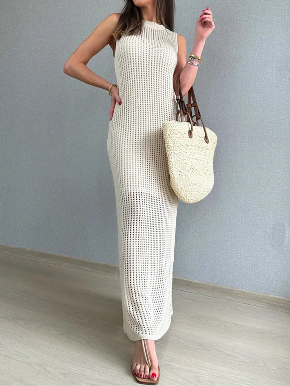 Slit Round Neck Cover-Up - Premium variable from Tooksie - Just $37.99! Shop now at Tooksie