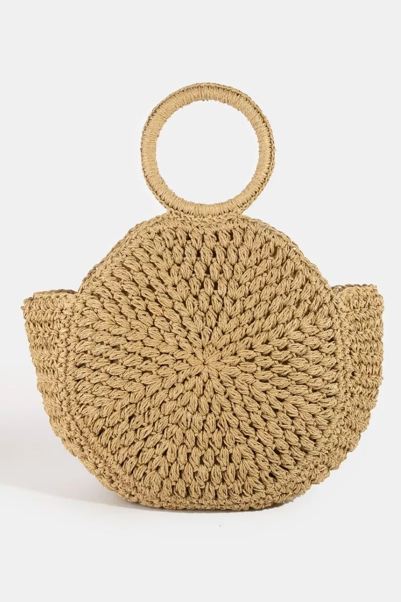 Circle Handle Braided Handbag - Premium variable from Trendsi - Just $38.99! Shop now at Tooksie