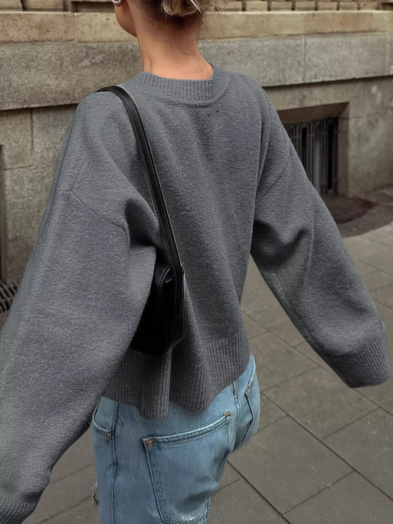 Classic Ribbed Oversized Dropped Shoulder Sweater - Premium variable from Tooksie - Just $47.99! Shop now at Tooksie