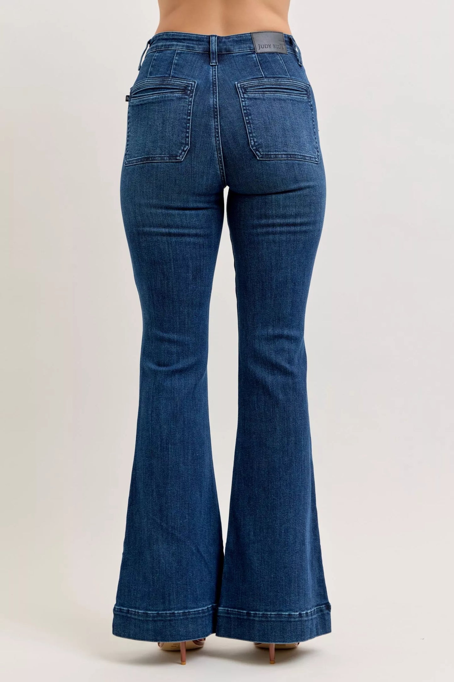 High-Waisted Flare Jeans with Front Pockets - Premium variable from Tooksie - Just $68.99! Shop now at Tooksie