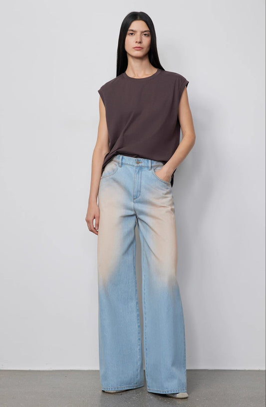 Washed Spray Colored Wide Leg Jeans - Premium variable from Tooksie - Just $115.99! Shop now at Tooksie