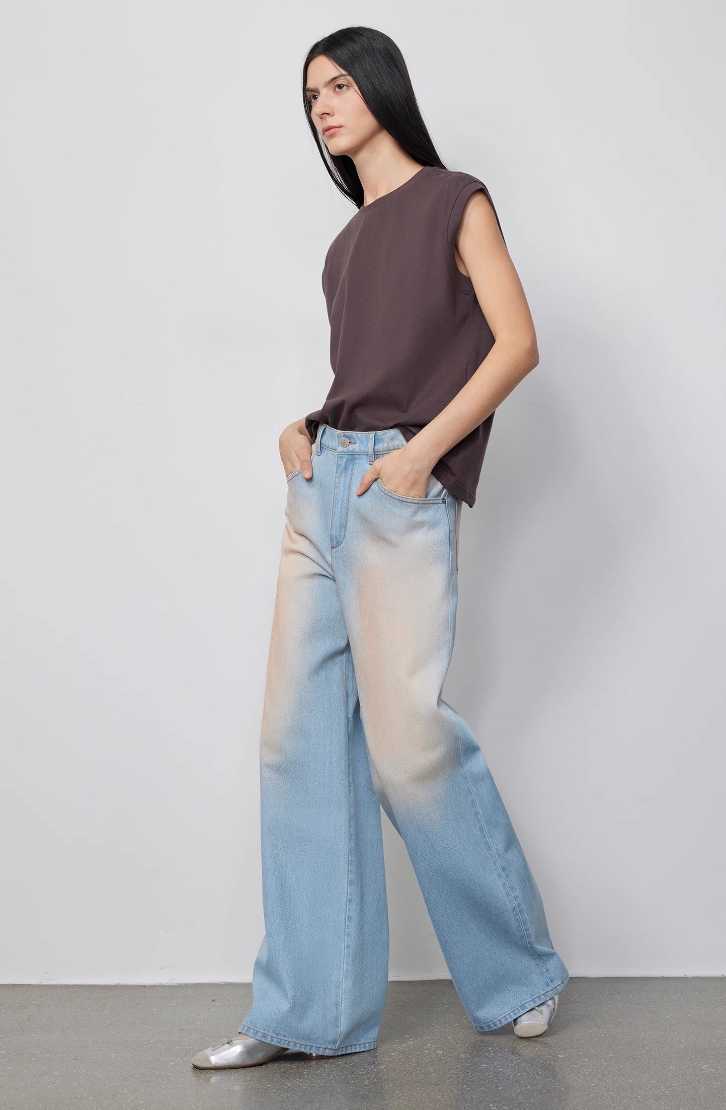 Washed Spray Colored Wide Leg Jeans - Premium variable from Tooksie - Just $115.99! Shop now at Tooksie